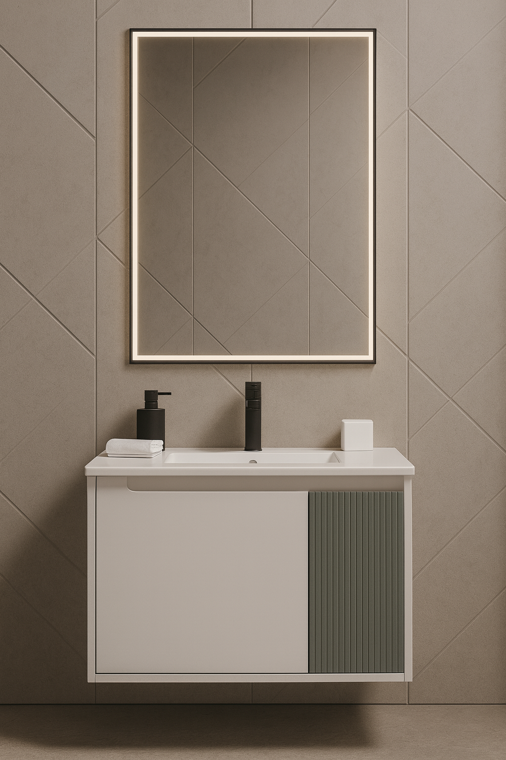 Тумба под раковину без столешницы STWORKI Мурманск 70 подвесная, белая, бирюза