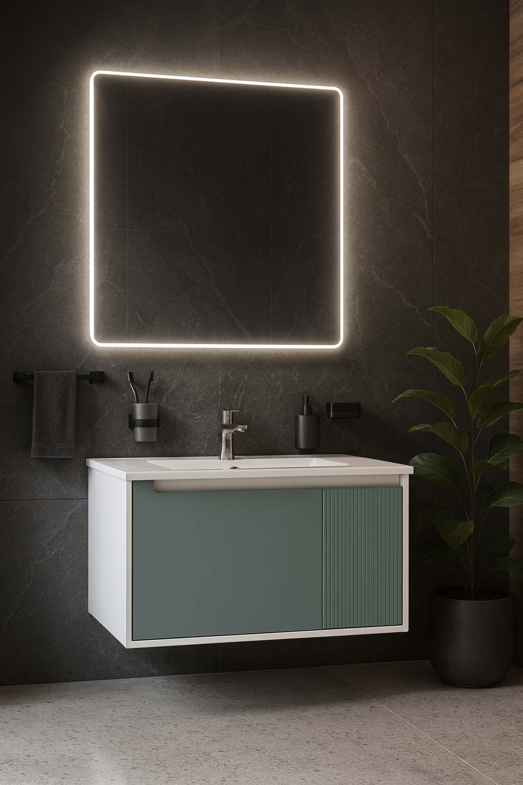 Тумба под раковину без столешницы STWORKI Мурманск 80 подвесная, бирюза