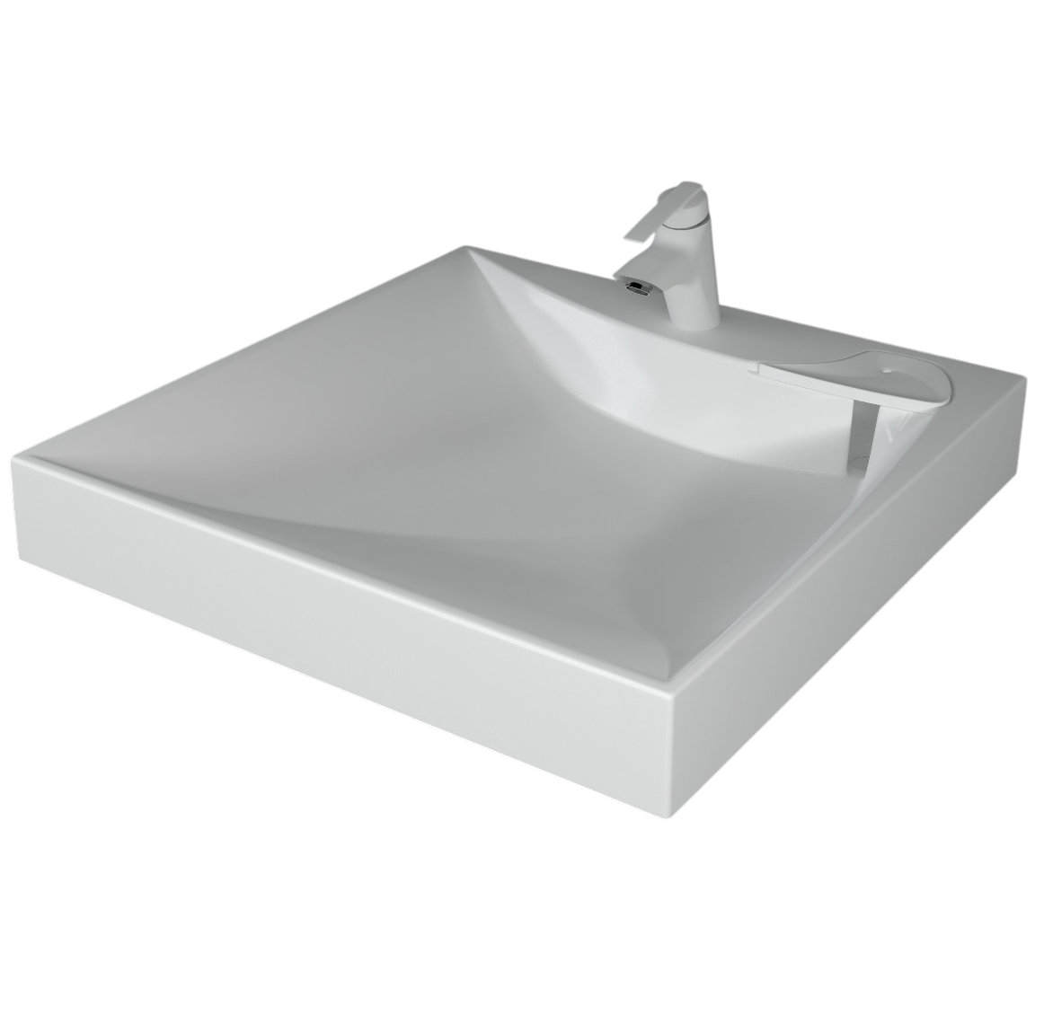 Раковина над стиральной машиной DIWO Тольятти 60x60 глянцевая белая, квадратная, литьевой мрамор, с комплектом кронштейнов