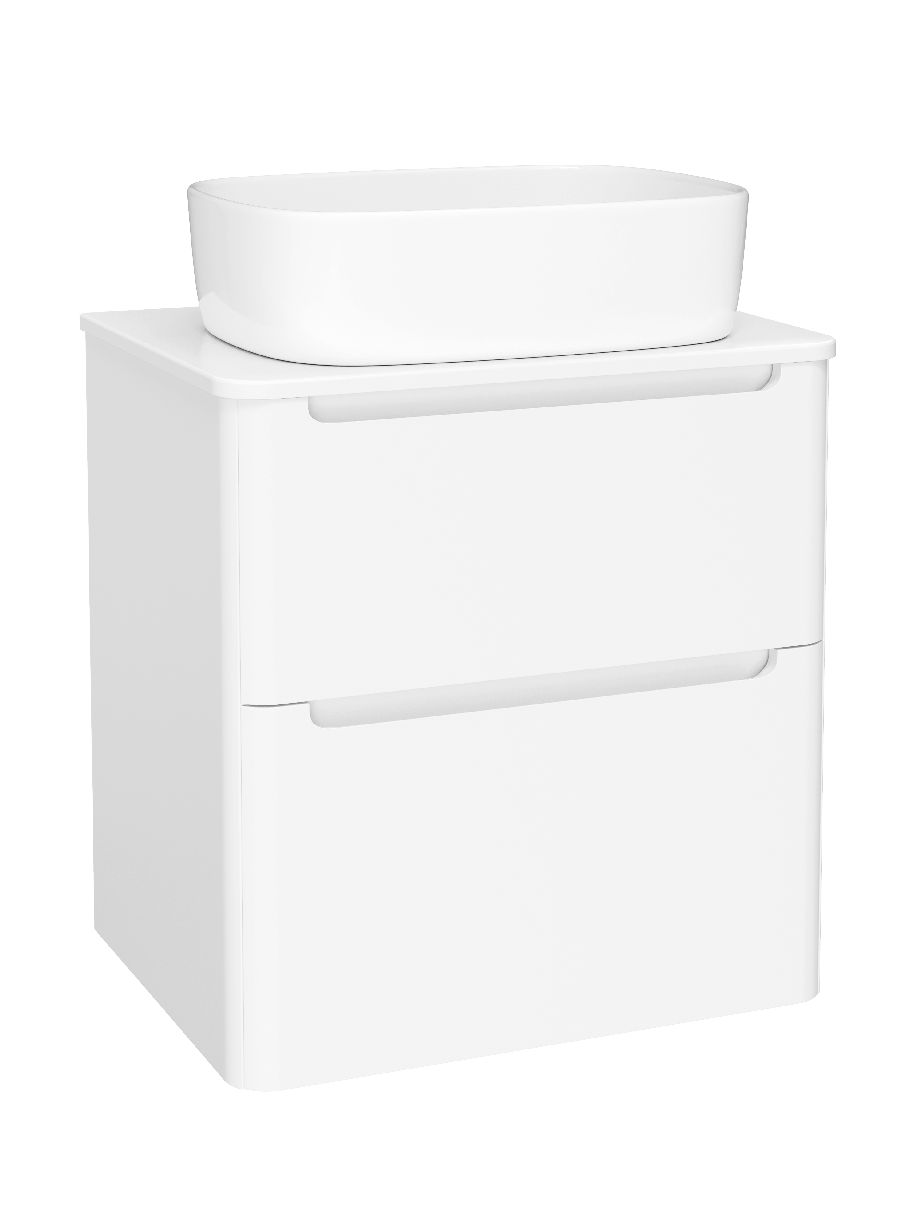 Тумба с раковиной STWORKI Монтре 60 белая, столешница белая, раковина Берген S21410WH