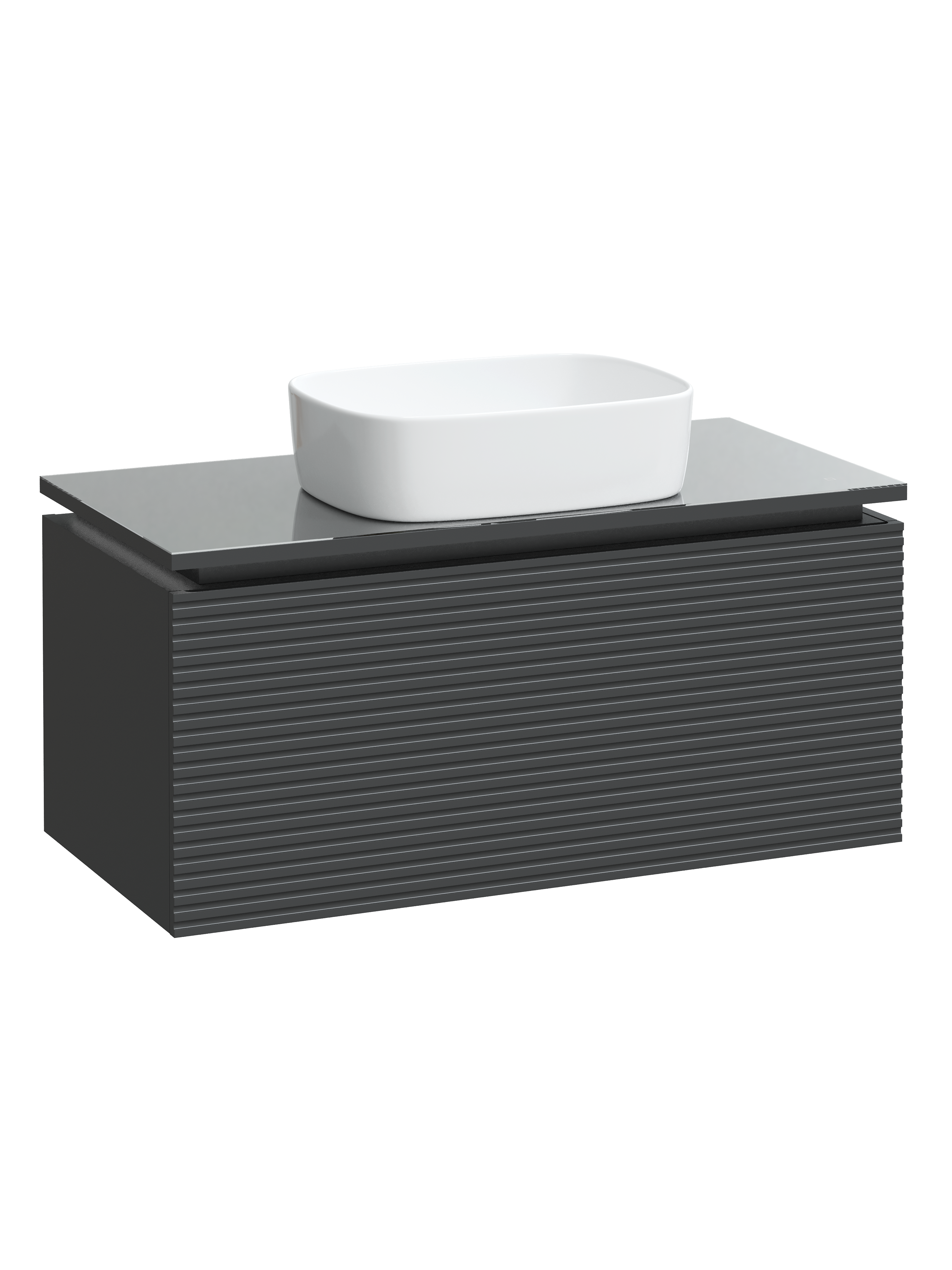 Тумба с раковиной STWORKI Рандерс 100 антрацит, подвесная, с подсветкой, раковина Берген S21410WH