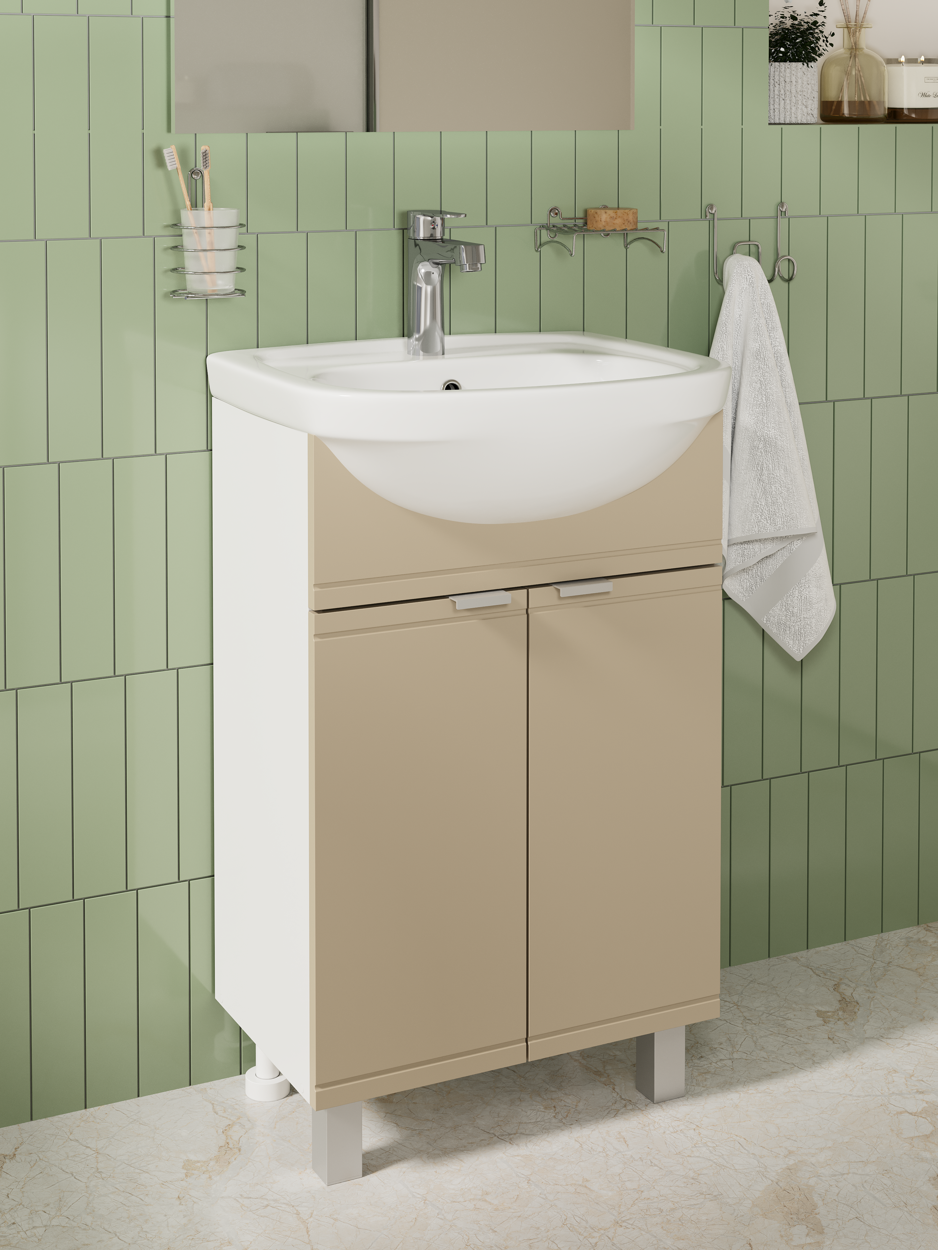 Тумба с раковиной DIWO Дмитров 60 напольная, глясе