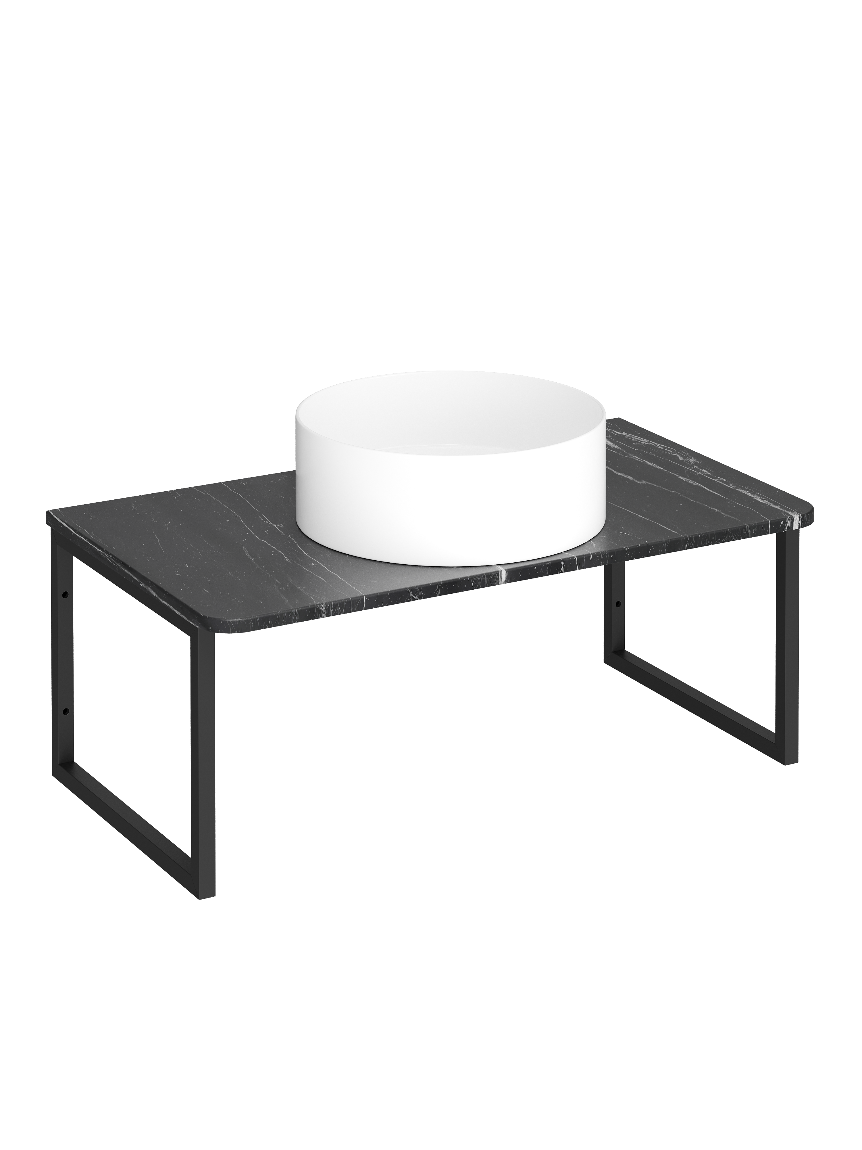 Столешница STWORKI Монтре 80 с О-образными черными кронштейнами, черный мрамор, раковина S21415WH