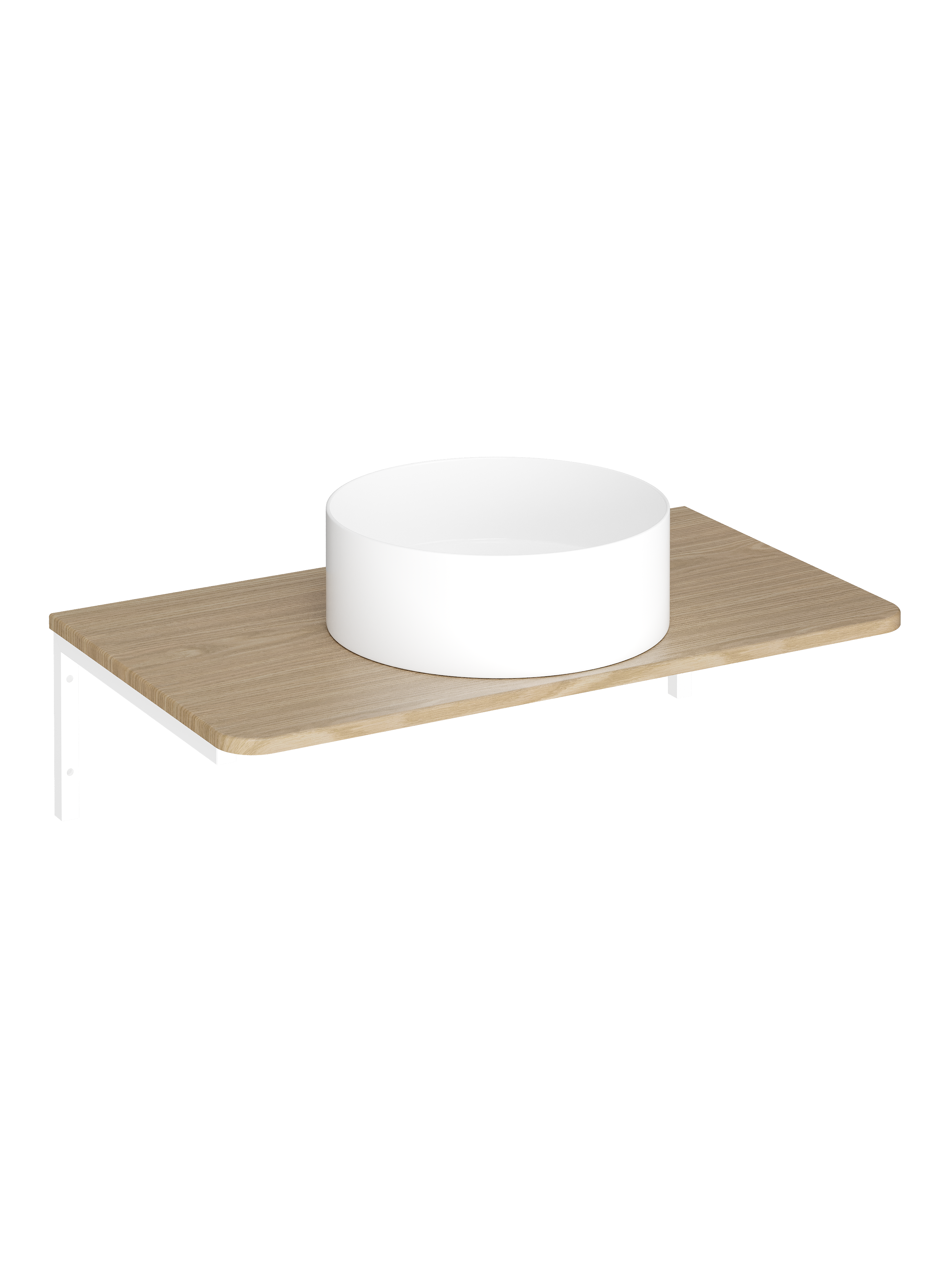 Столешница STWORKI Монтре 70 с Г-образными белыми кронштейнами, светлое дерево, раковина S21415WH