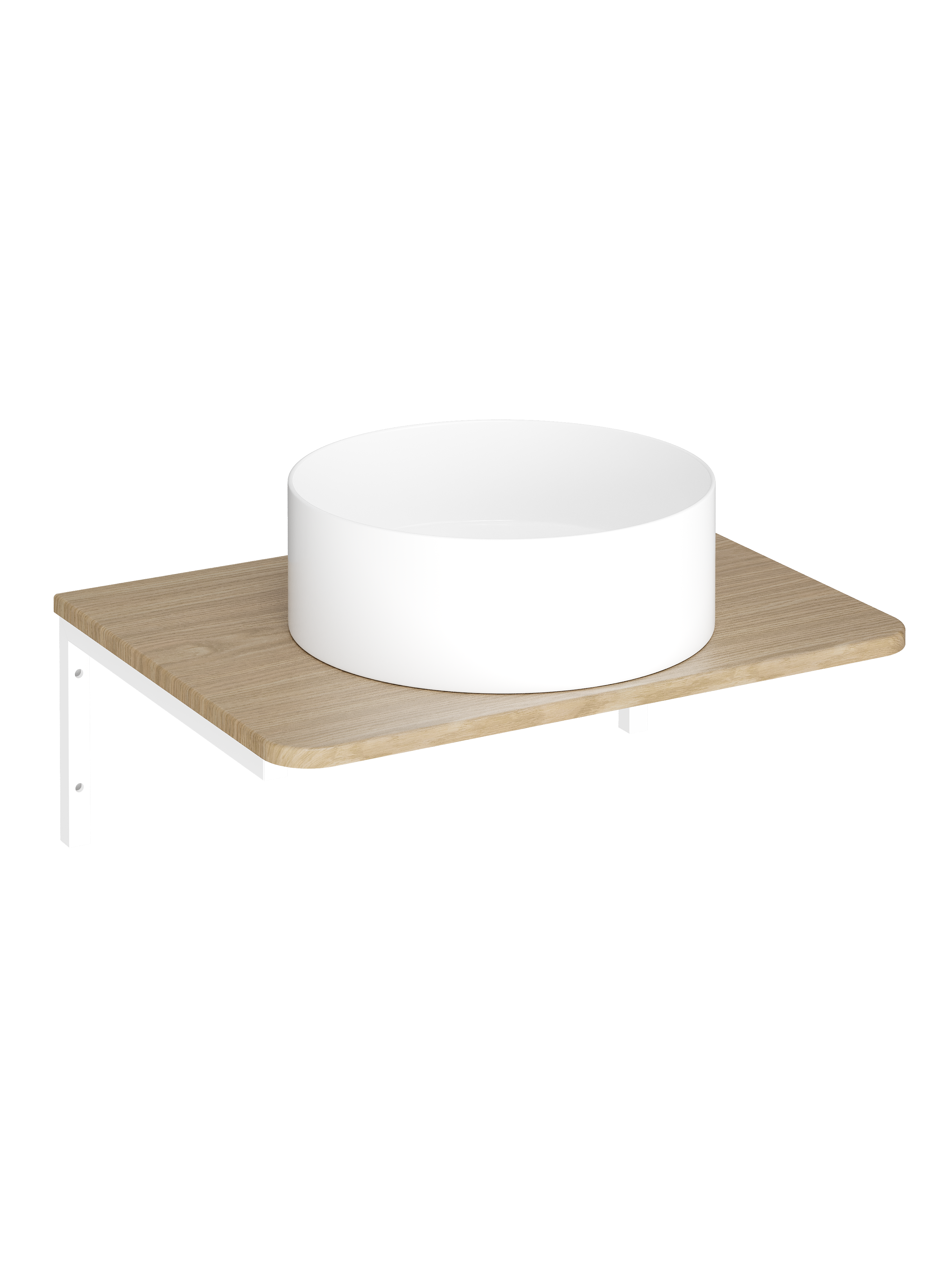 Столешница STWORKI Монтре 60 с Г-образными белыми кронштейнами, светлое дерево, раковина S21415WH