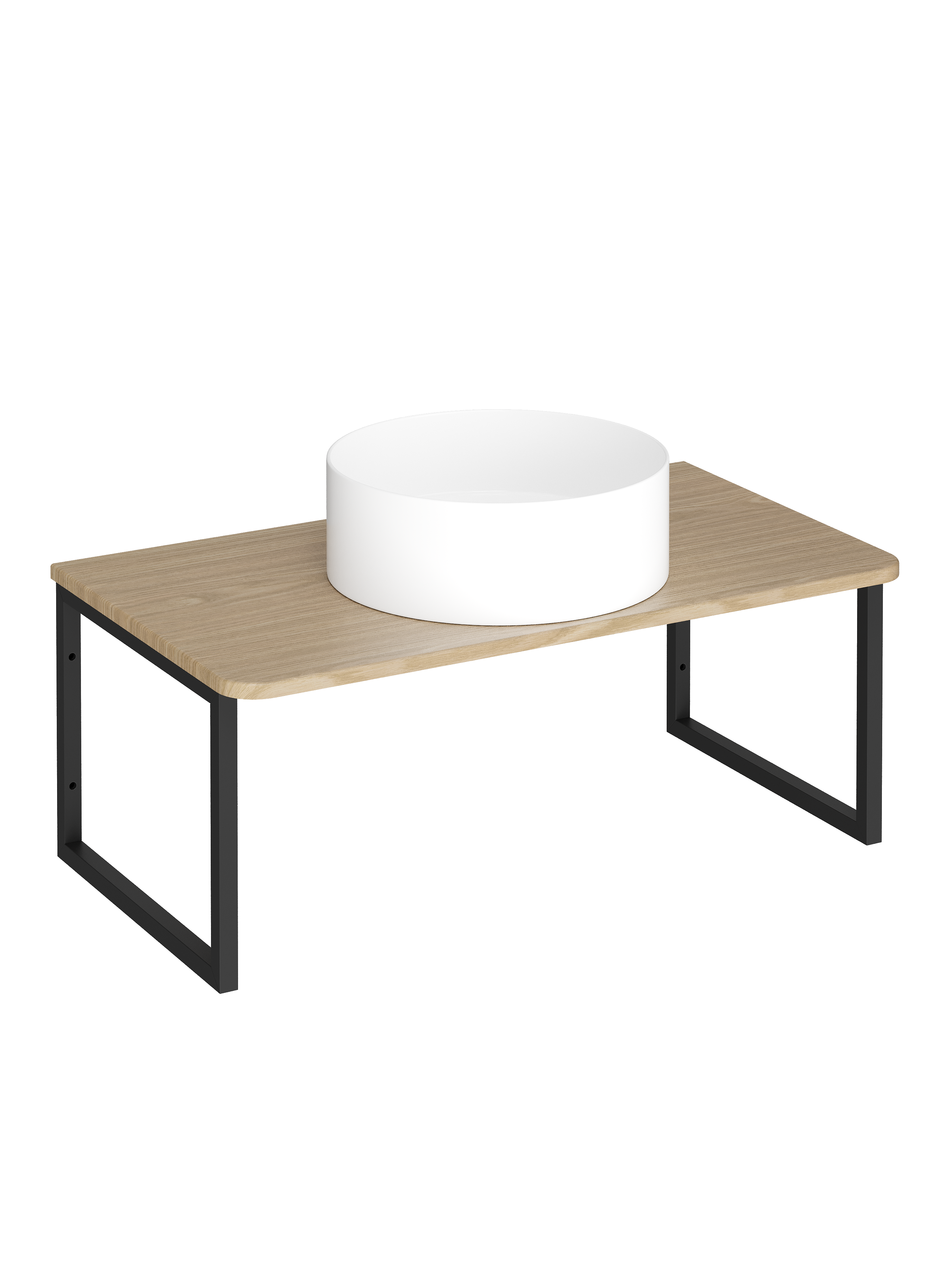 Столешница STWORKI Монтре 70 с О-образными черными кронштейнами, светлое дерево, раковина S21415WH