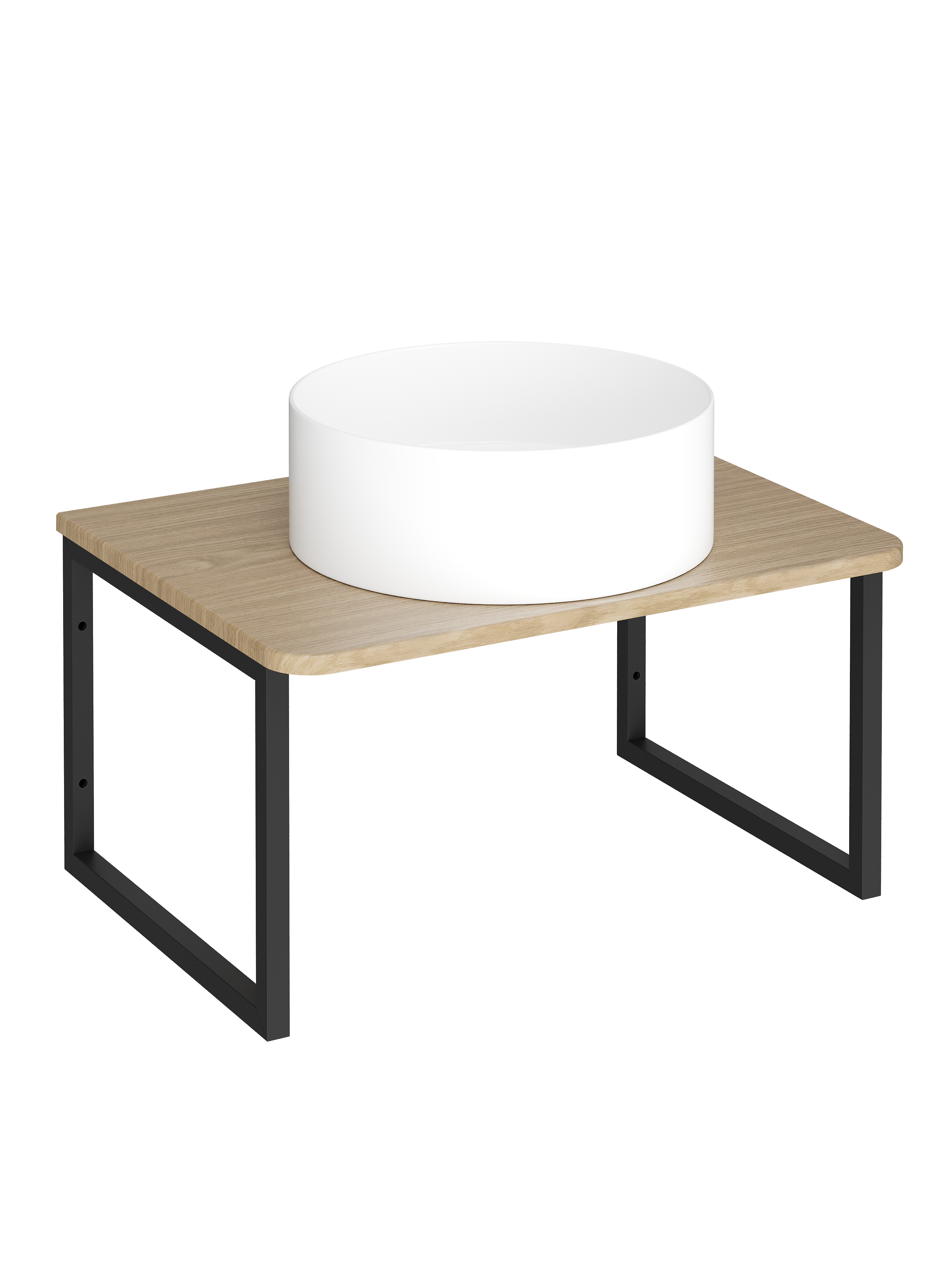 Столешница STWORKI Монтре 60 с О-образными черными кронштейнами, светлое дерево, раковина S21415WH