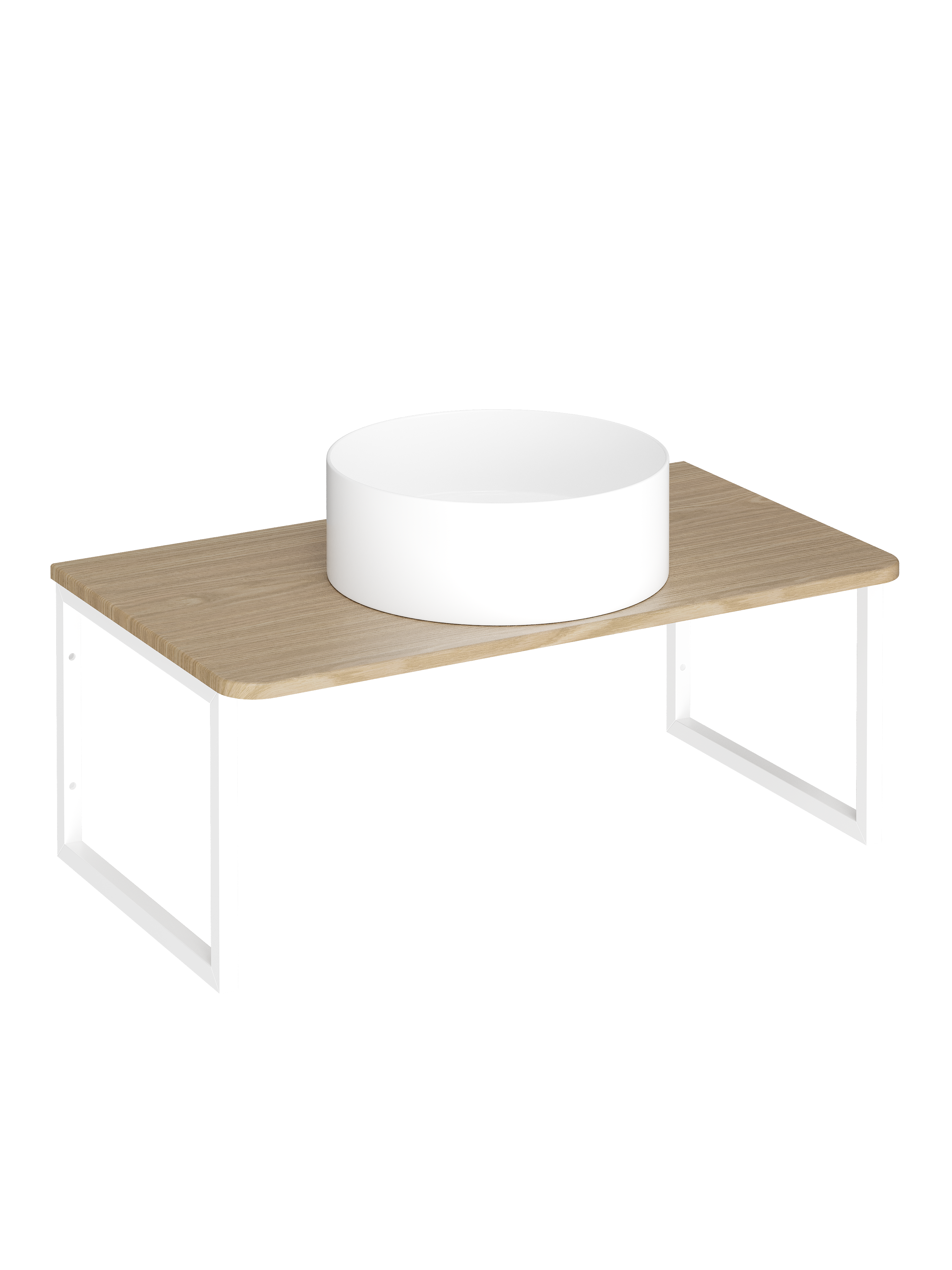 Столешница STWORKI Монтре 80 с О-образными белыми кронштейнами, светлое дерево, раковина S21415WH