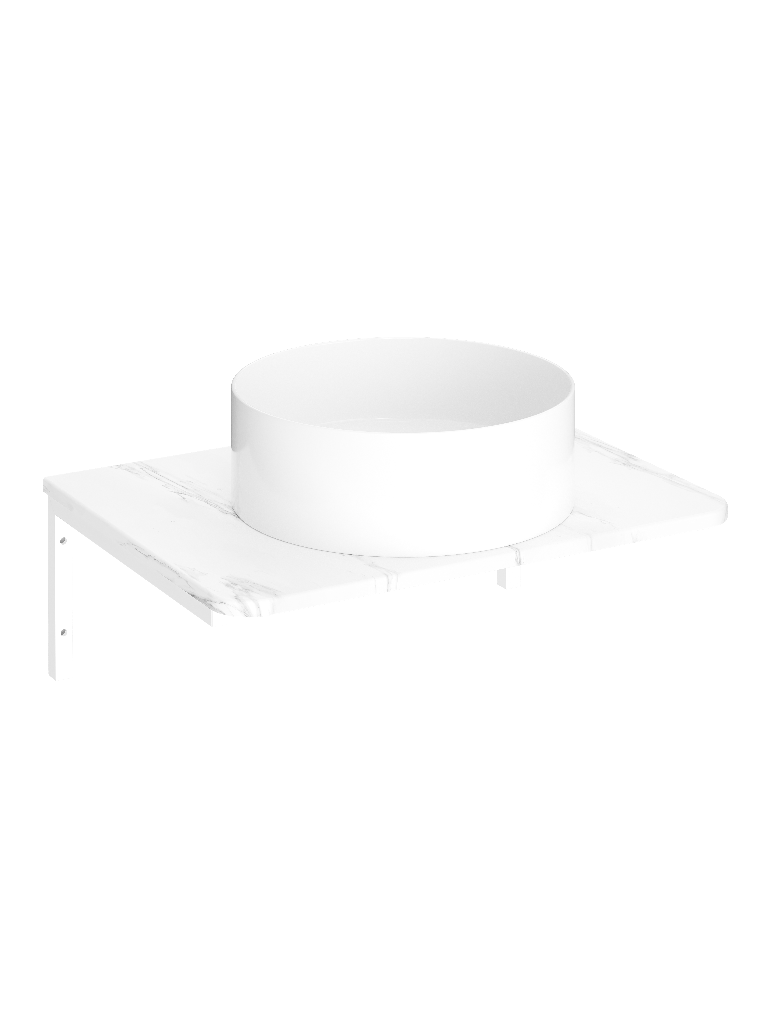 Столешница STWORKI Монтре 60 с Г-образными белыми кронштейнами, белый мрамор, раковина S21415WH