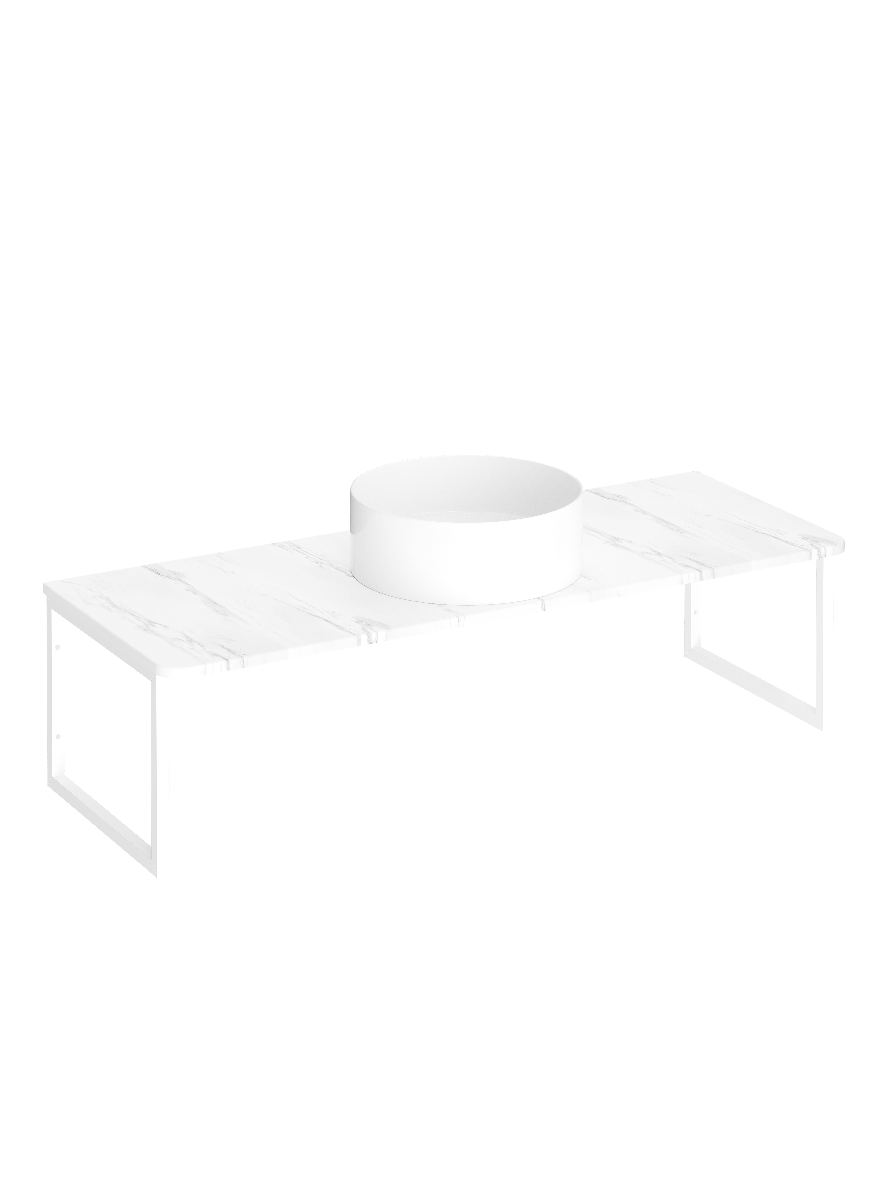 Столешница STWORKI Монтре 100 с О-образными белыми кронштейнами, белый мрамор, раковина S21415WH