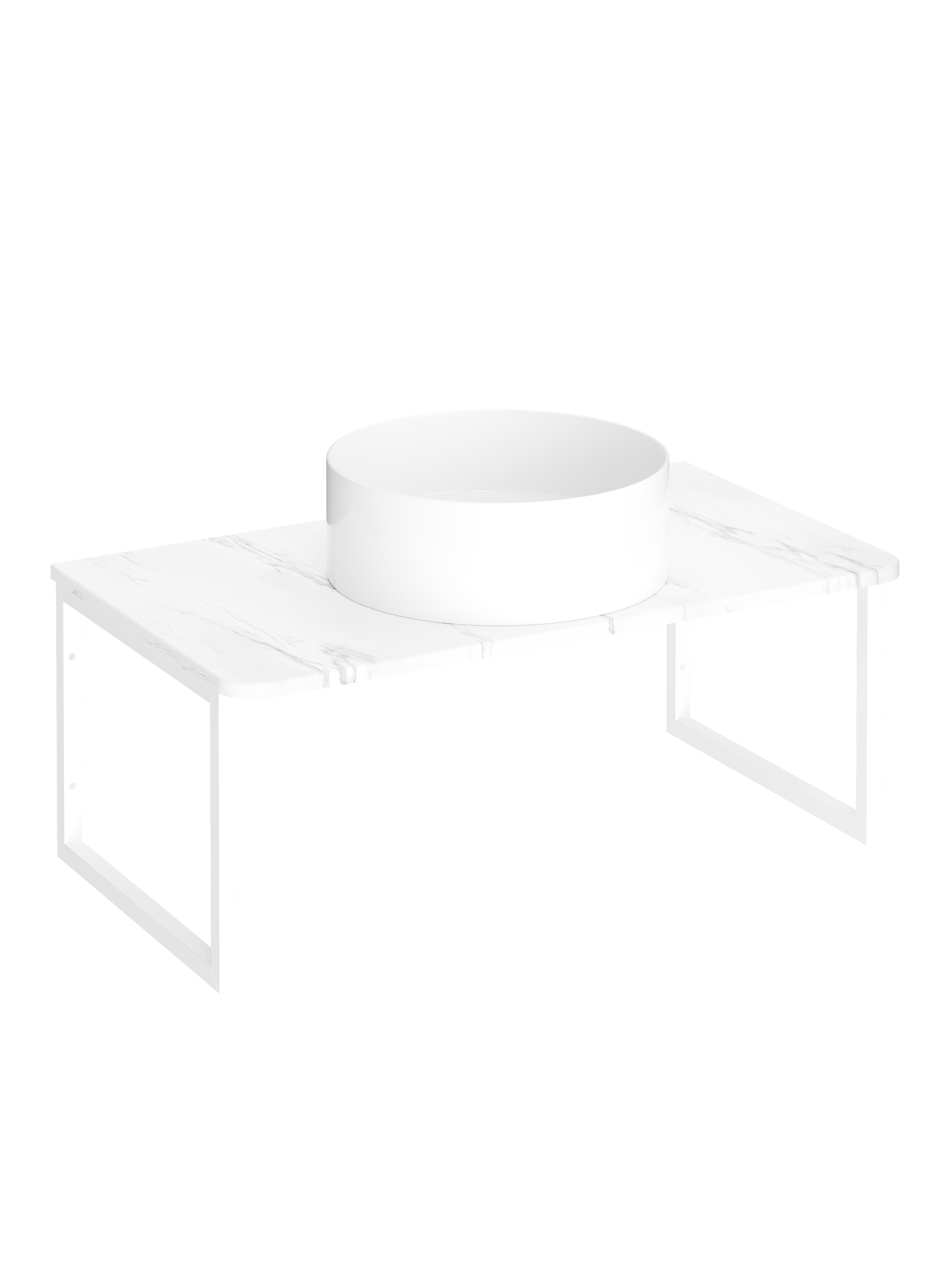 Столешница STWORKI Монтре 70 с О-образными белыми кронштейнами, белый мрамор, раковина S21415WH