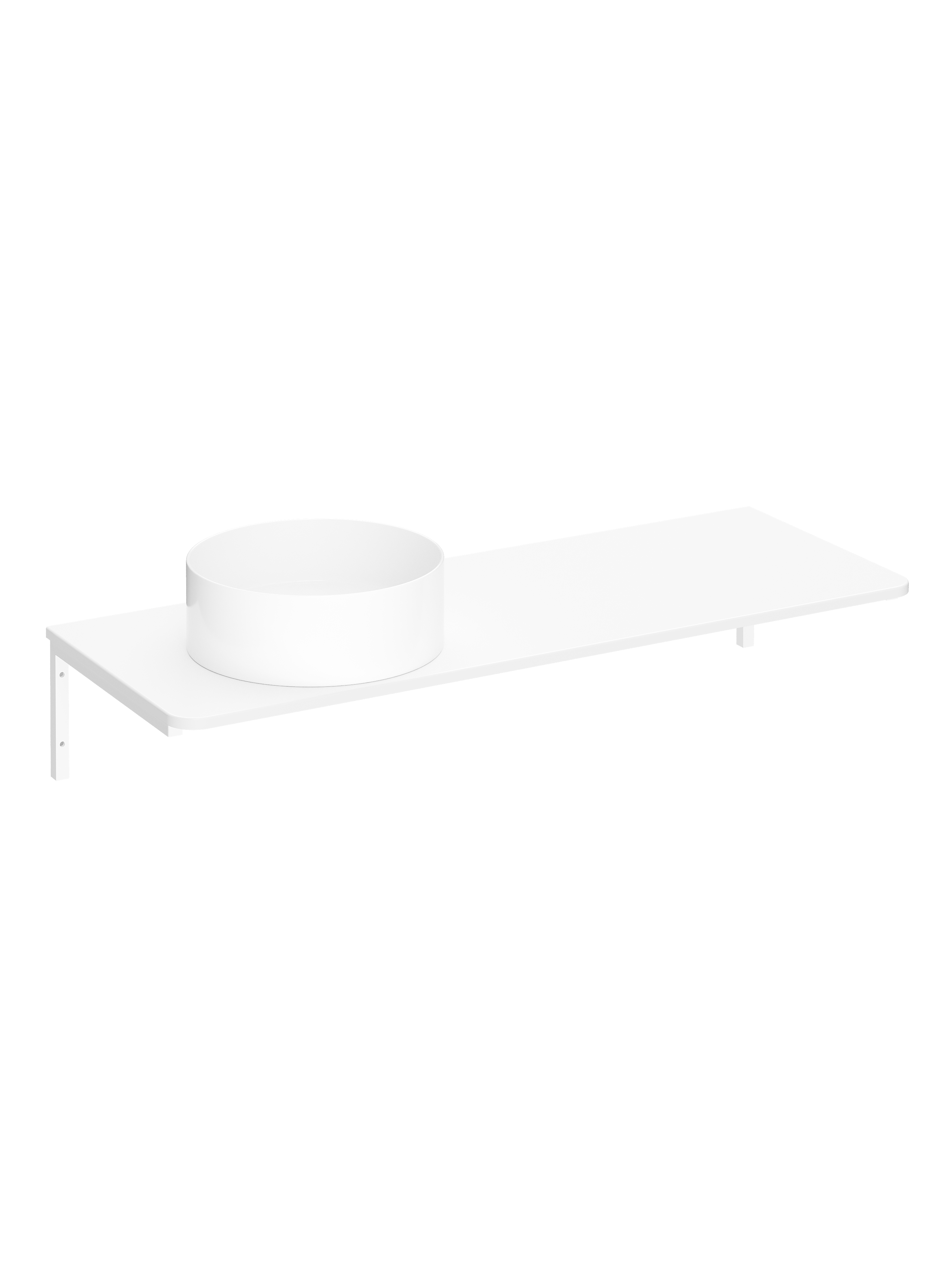 Столешница STWORKI Монтре 120 с Г-образными белыми кронштейнами, отверстие слева, белая, раковина S21415WH