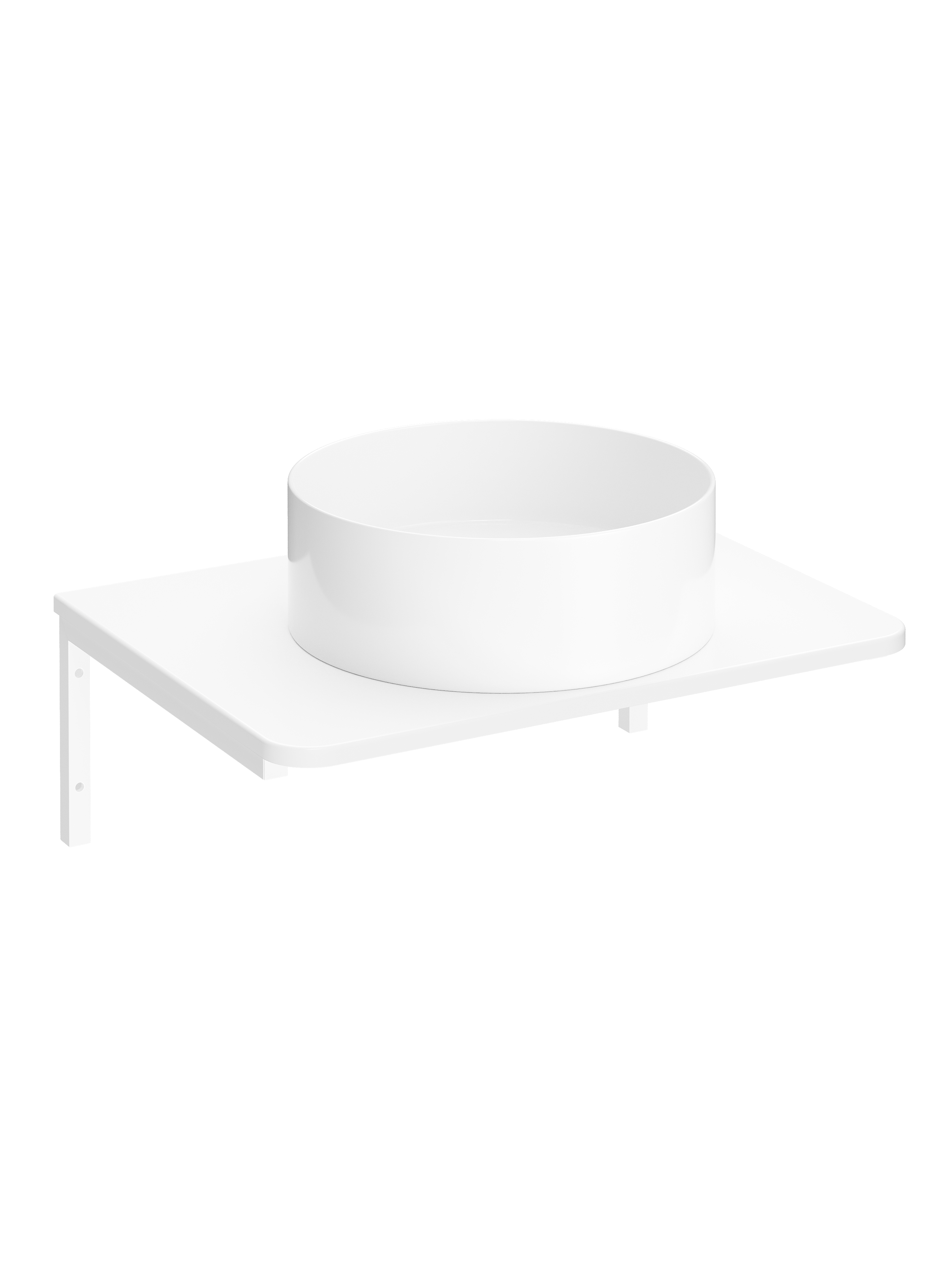 Столешница STWORKI Монтре 60 с Г-образными белыми кронштейнами, белая, раковина S21415WH