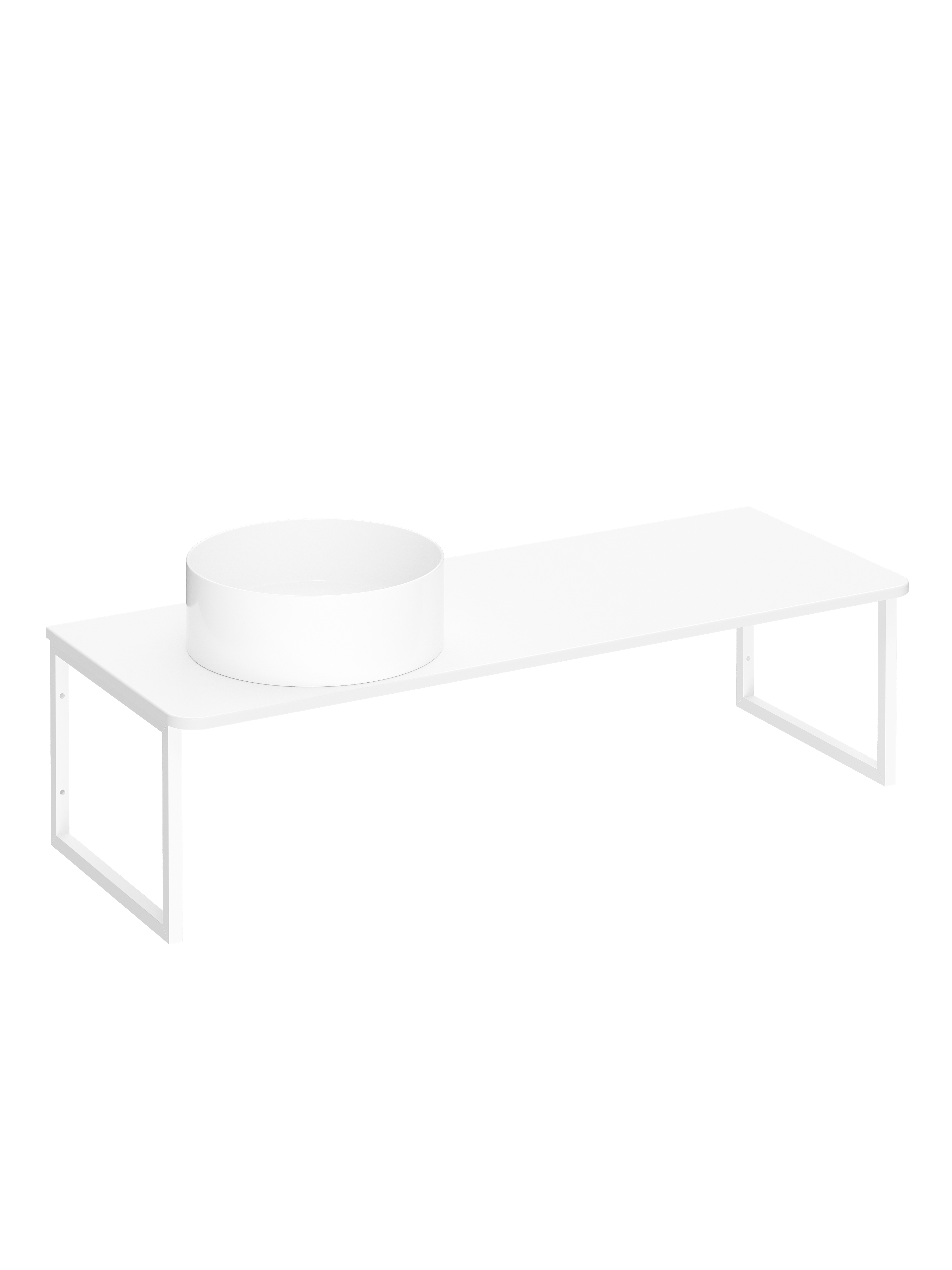 Столешница STWORKI Монтре 120 с О-образными белыми кронштейнами, отверстие слева, белая, раковина S21415WH