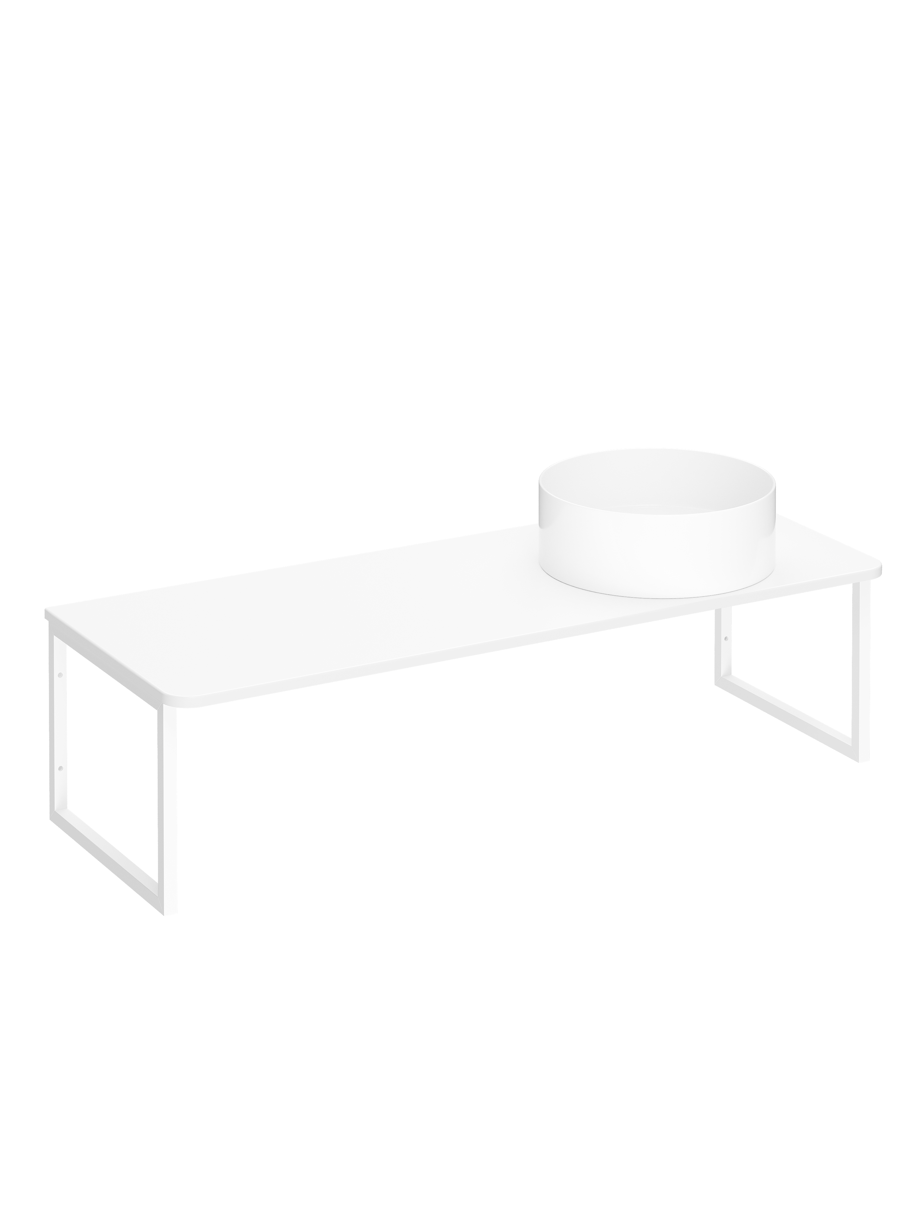 Столешница STWORKI Монтре 120 с О-образными белыми кронштейнами, отверстие справа, белая, раковина S21415WH