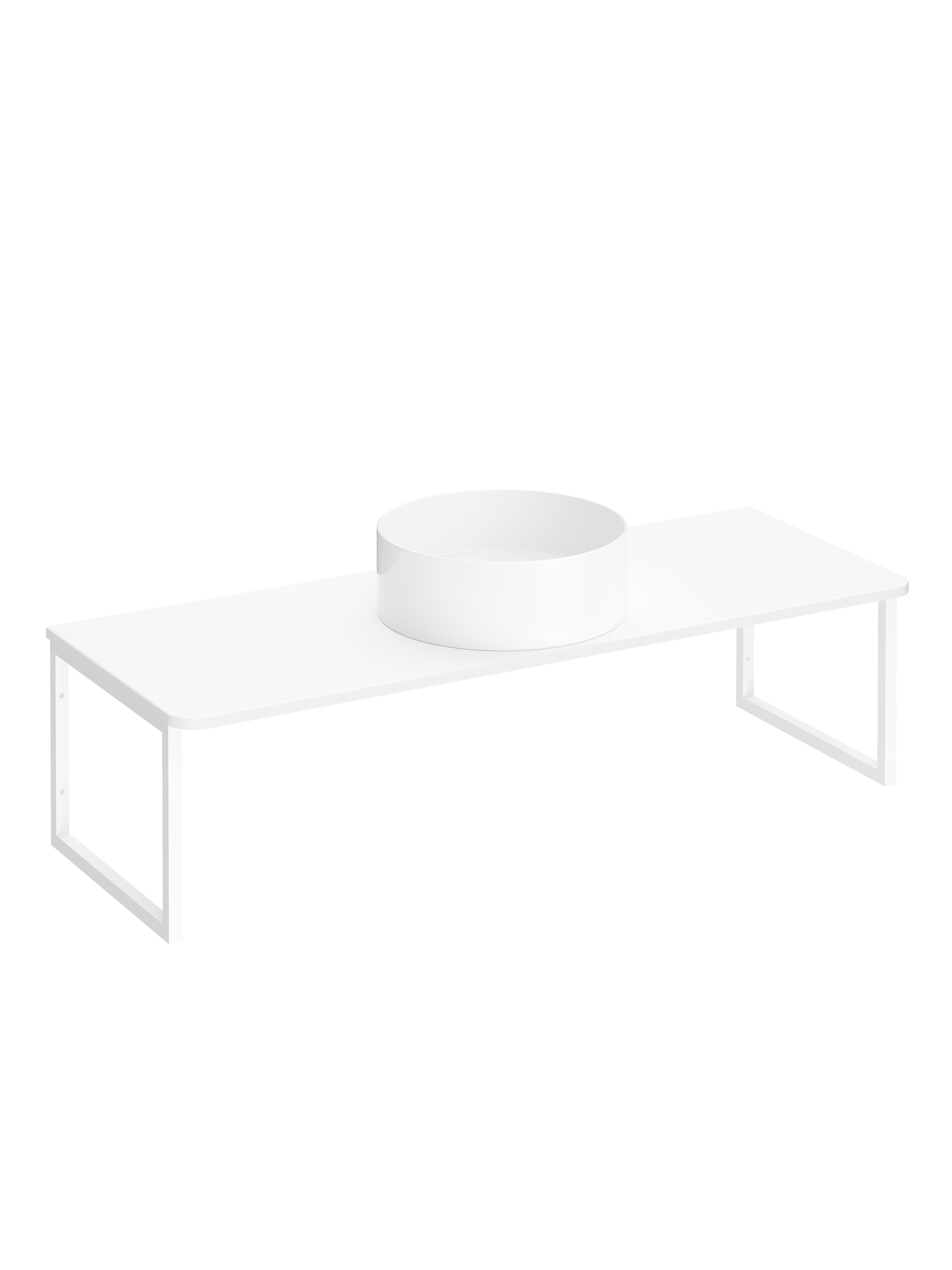 Столешница STWORKI Монтре 100 с О-образными белыми кронштейнами, белая, раковина S21415WH