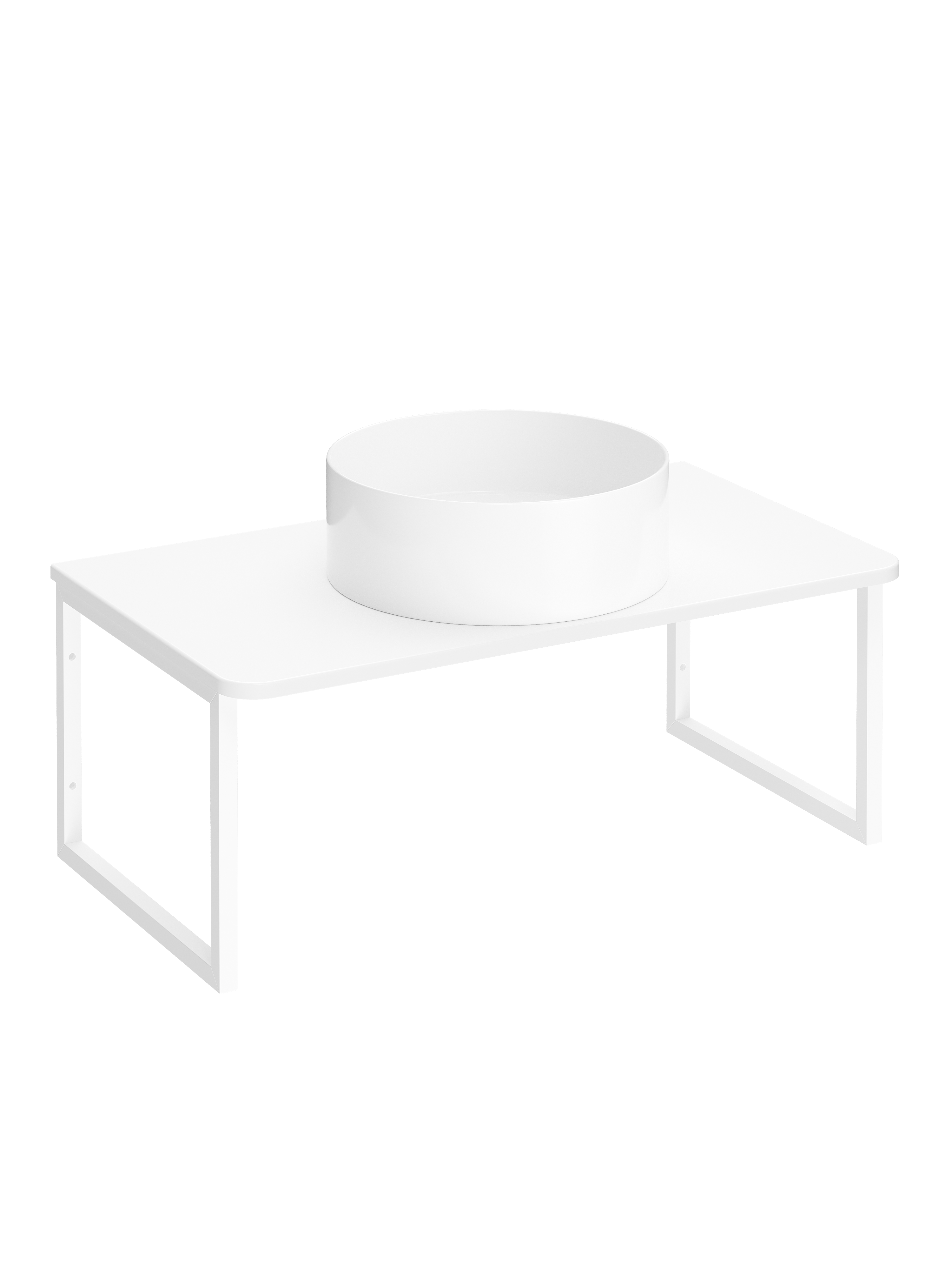 Столешница STWORKI Монтре 70 с О-образными белыми кронштейнами, белая, раковина S21415WH