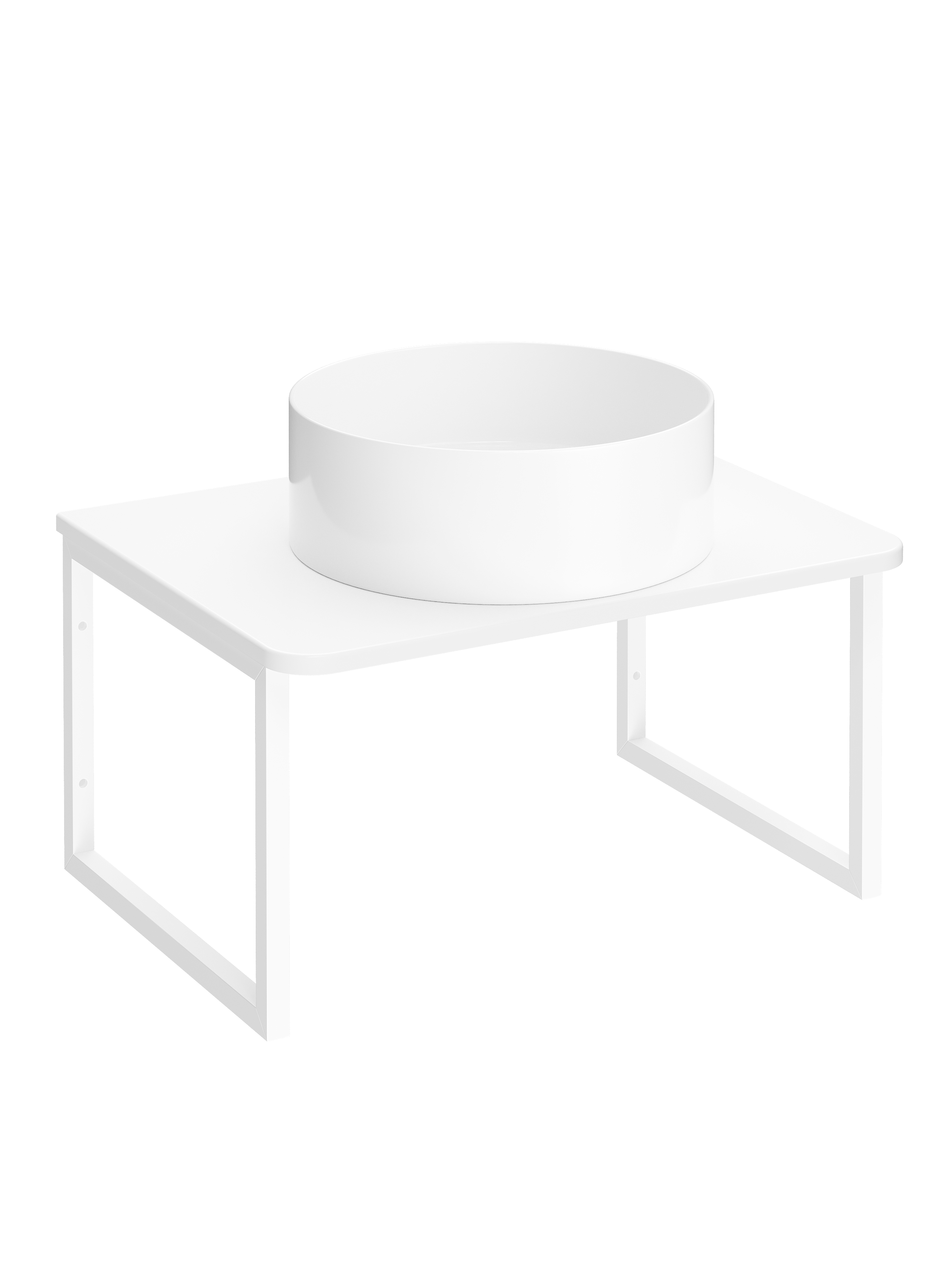 Столешница STWORKI Монтре 60 с О-образными белыми кронштейнами, белая, раковина S21415WH