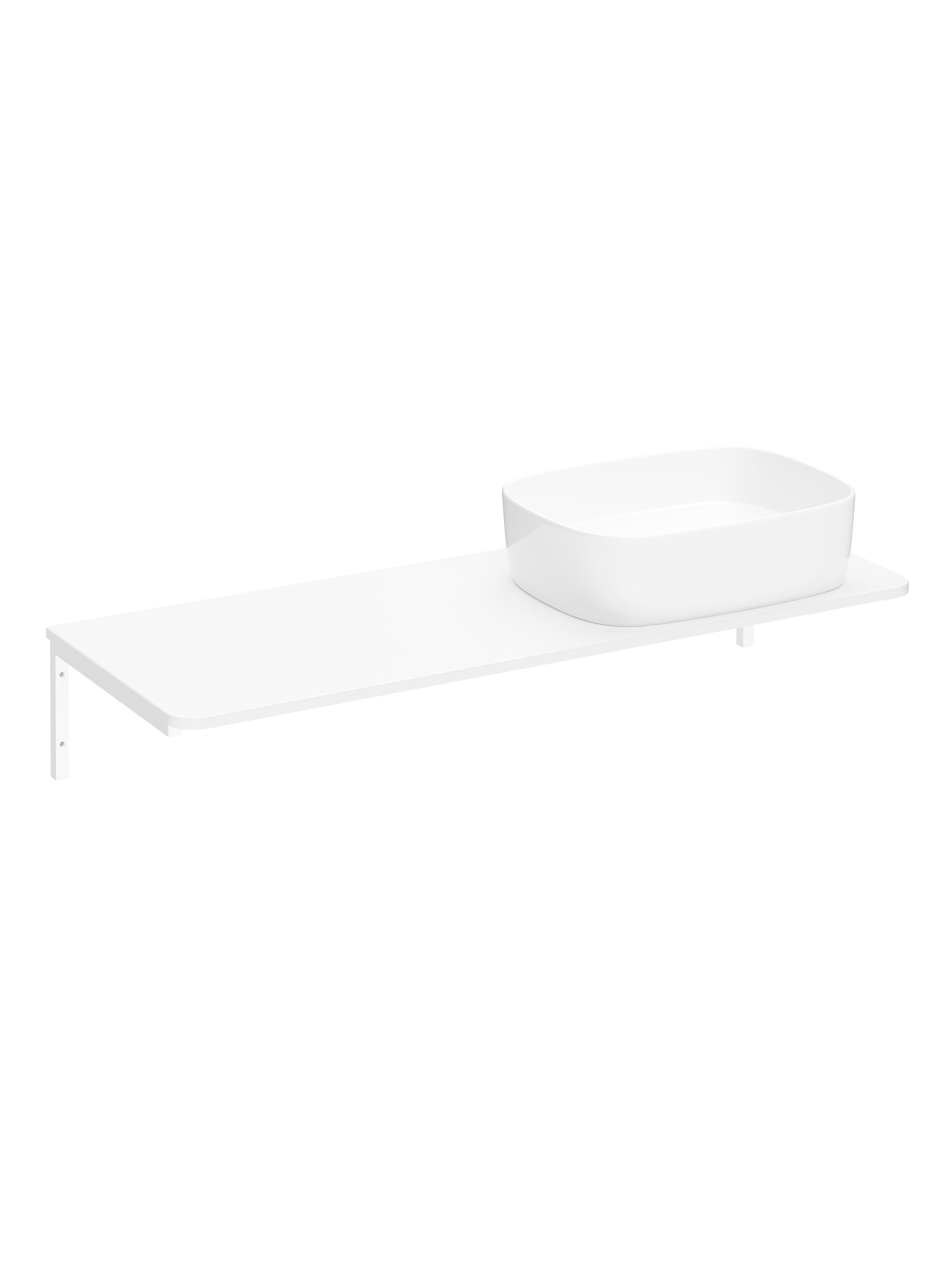 Столешница STWORKI Монтре 120 с Г-образными белыми кронштейнами, отверстие справа, белая, раковина S21410WH