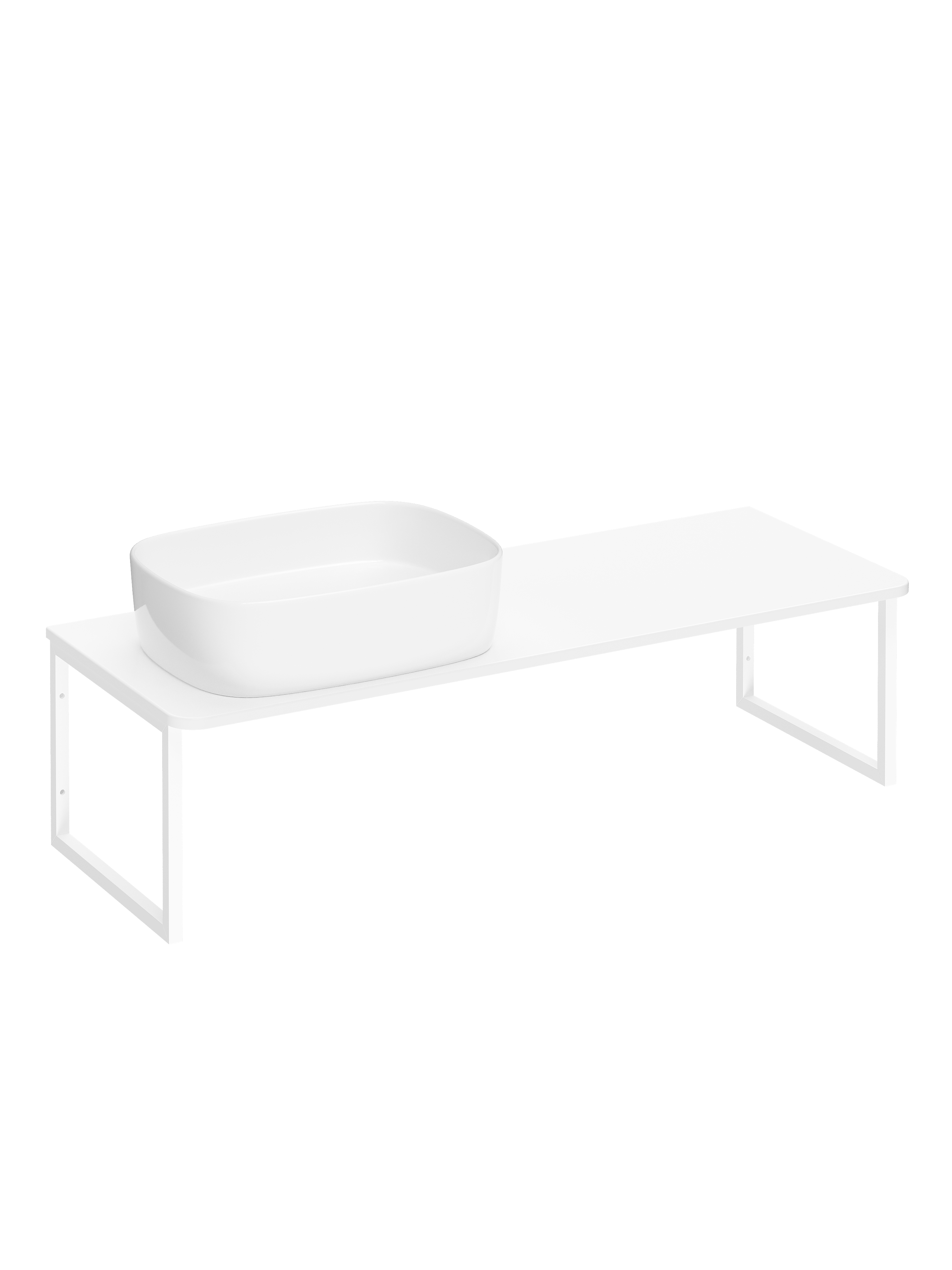 Столешница STWORKI Монтре 120 с О-образными белыми кронштейнами, отверстие слева, белая, раковина S21410WH