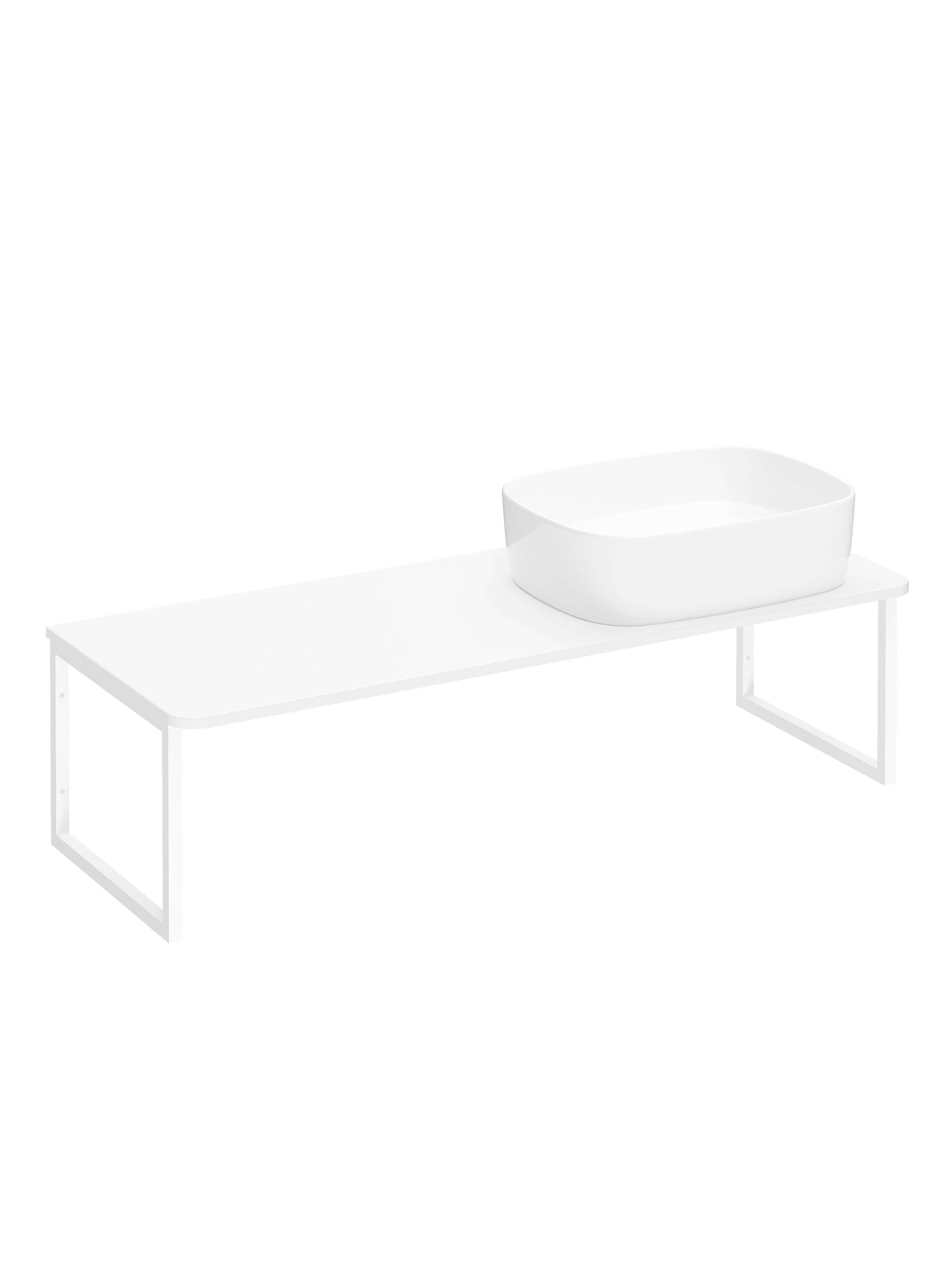 Столешница STWORKI Монтре 120 с О-образными белыми кронштейнами, отверстие справа, белая, раковина S21410WH