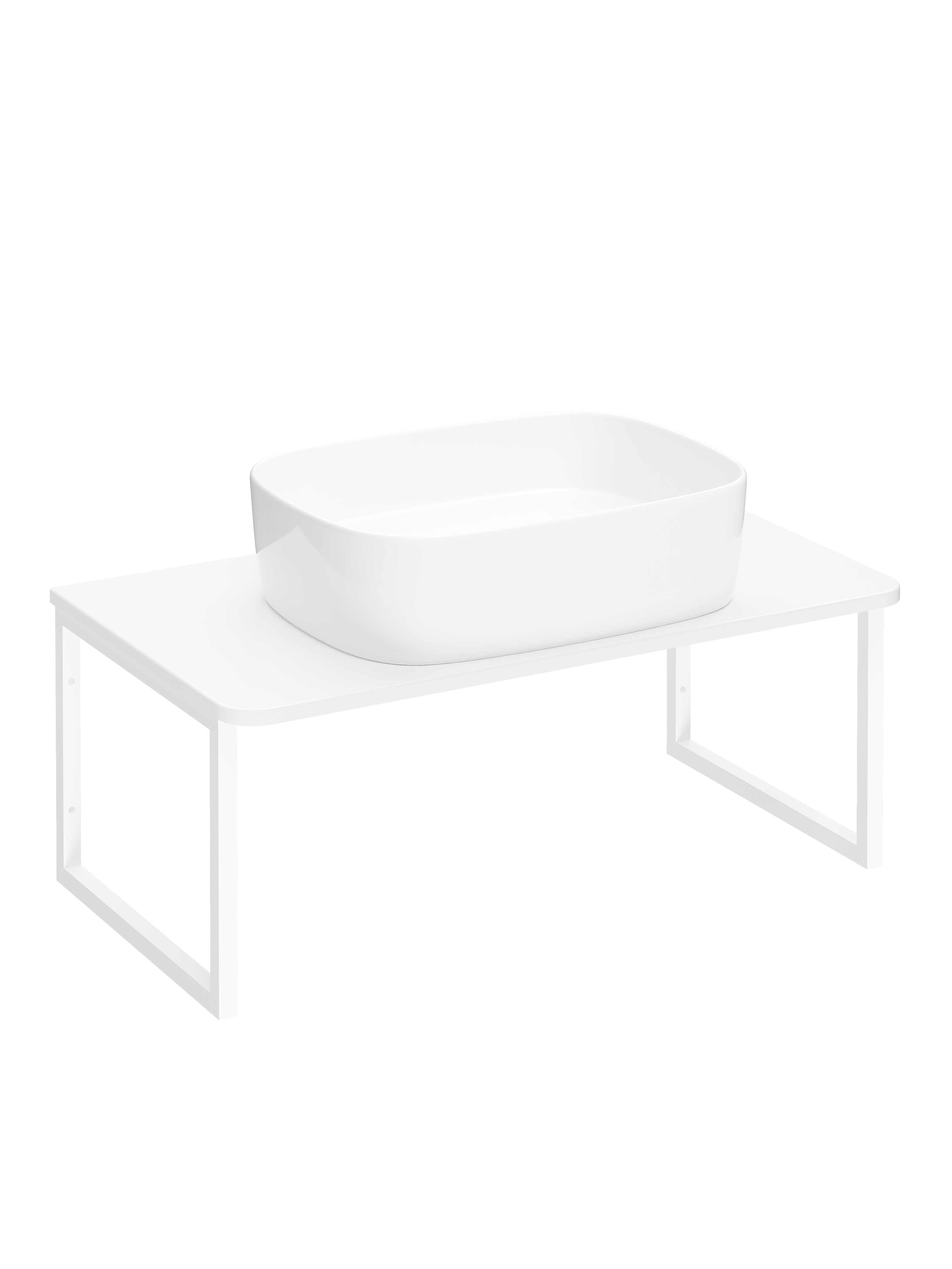 Столешница STWORKI Монтре 80 с О-образными белыми кронштейнами, белая, раковина S21410WH