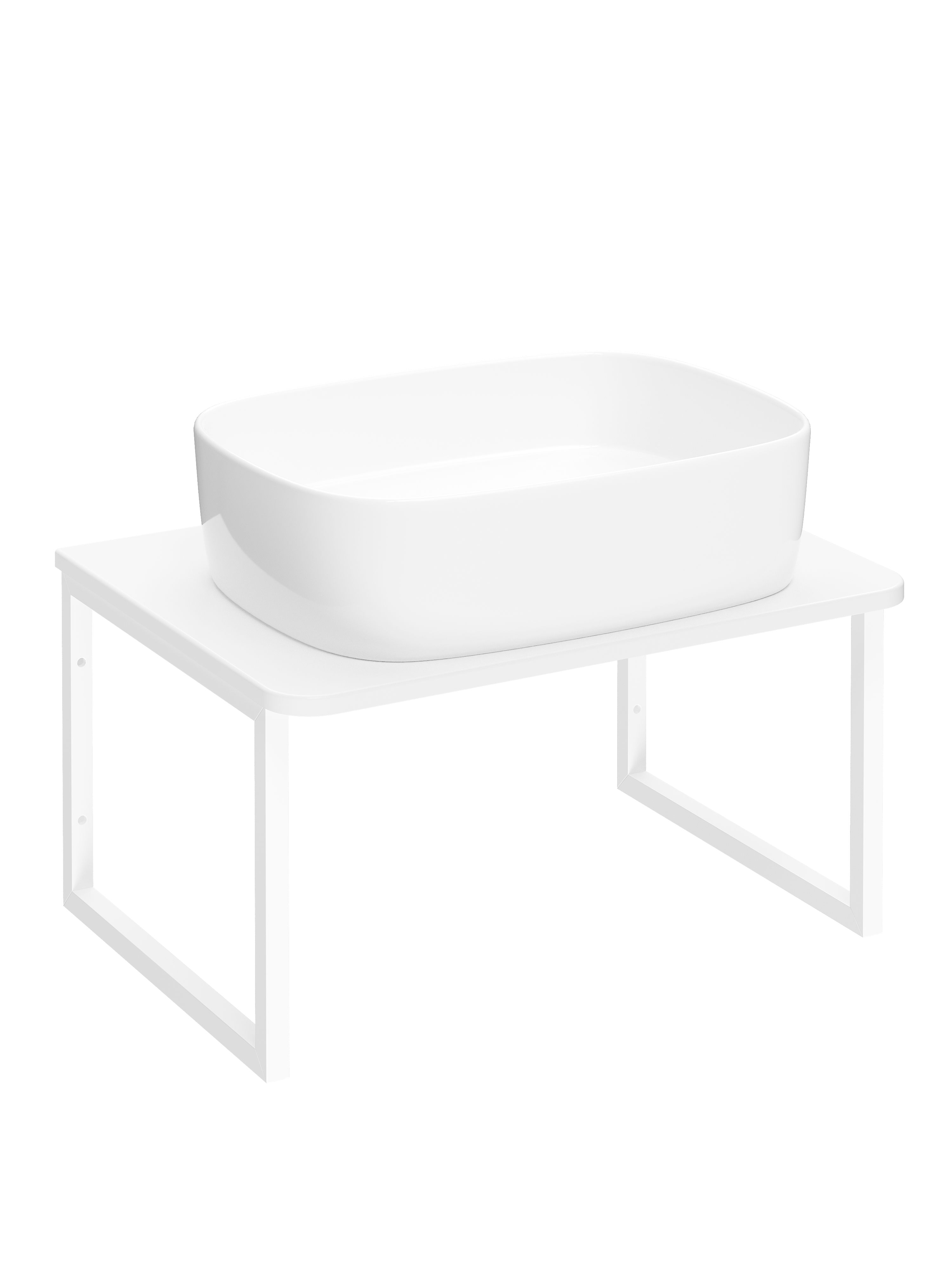 Столешница STWORKI Монтре 60 с О-образными белыми кронштейнами, белая, раковина S21410WH