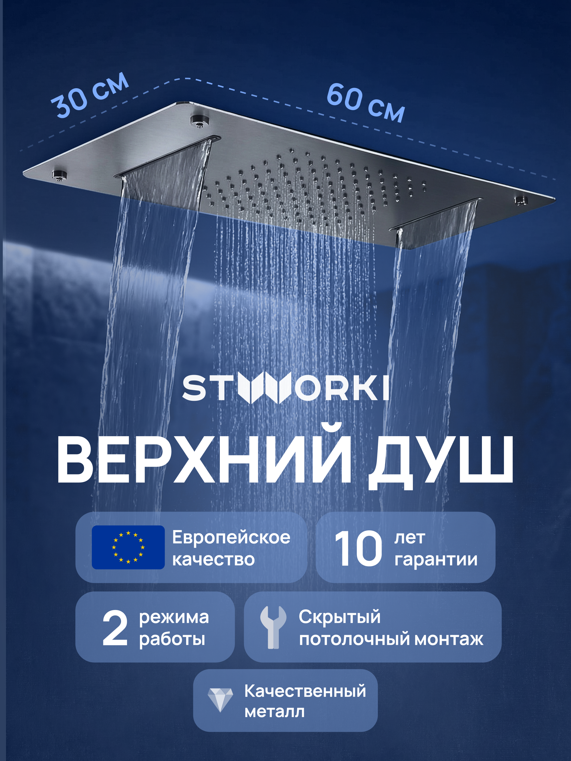Верхний душ STWORKI STUDIO S512692GB вороненая сталь