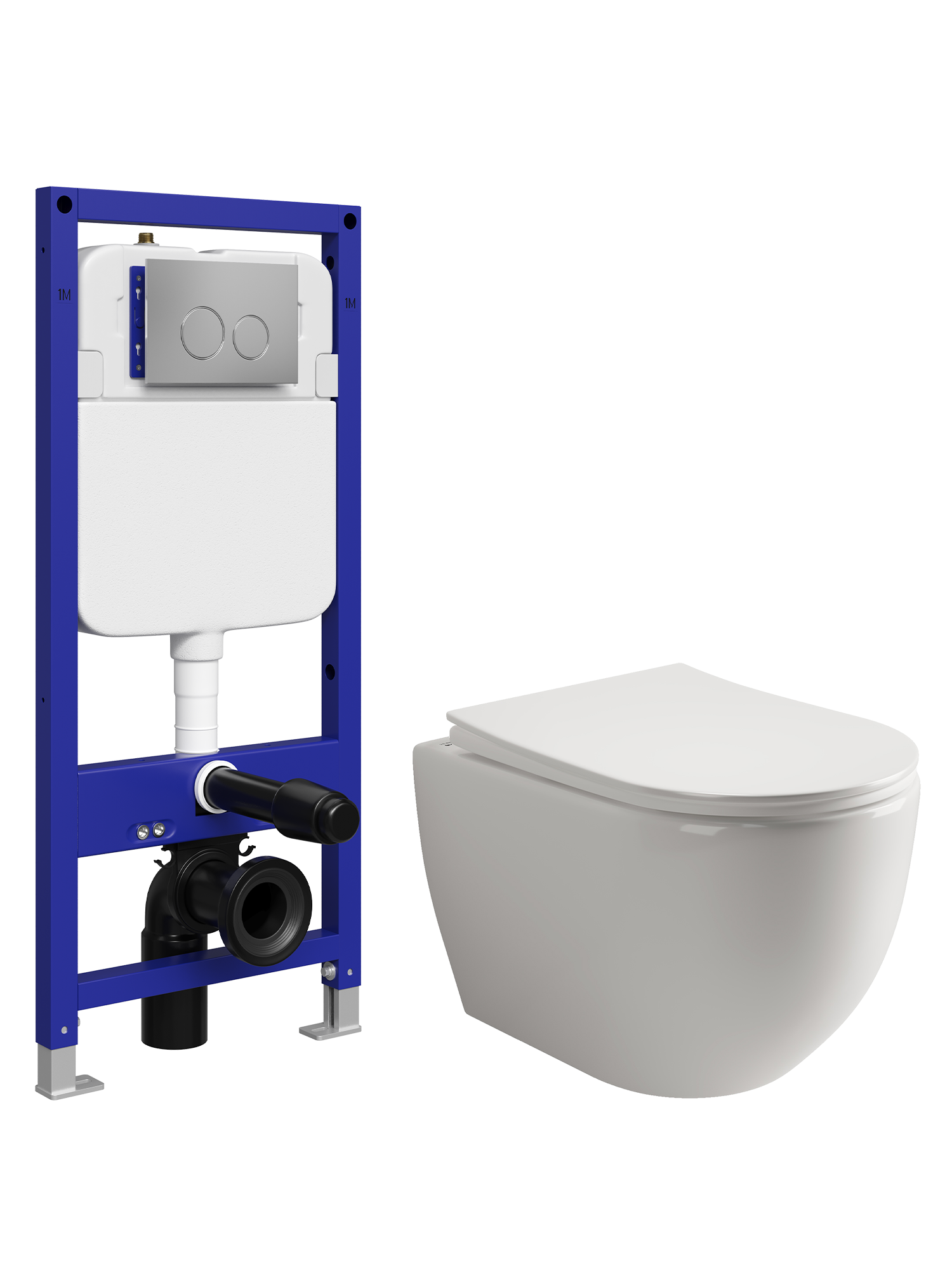 Комплект 5 в 1: Инсталляция STWORKI Хельсинки S33500CR + Унитаз подвесной Ceramicanova Mia Rimless CN1805 + Сиденье с микролифтом + Комплект шумоизоляции + Кнопка хром