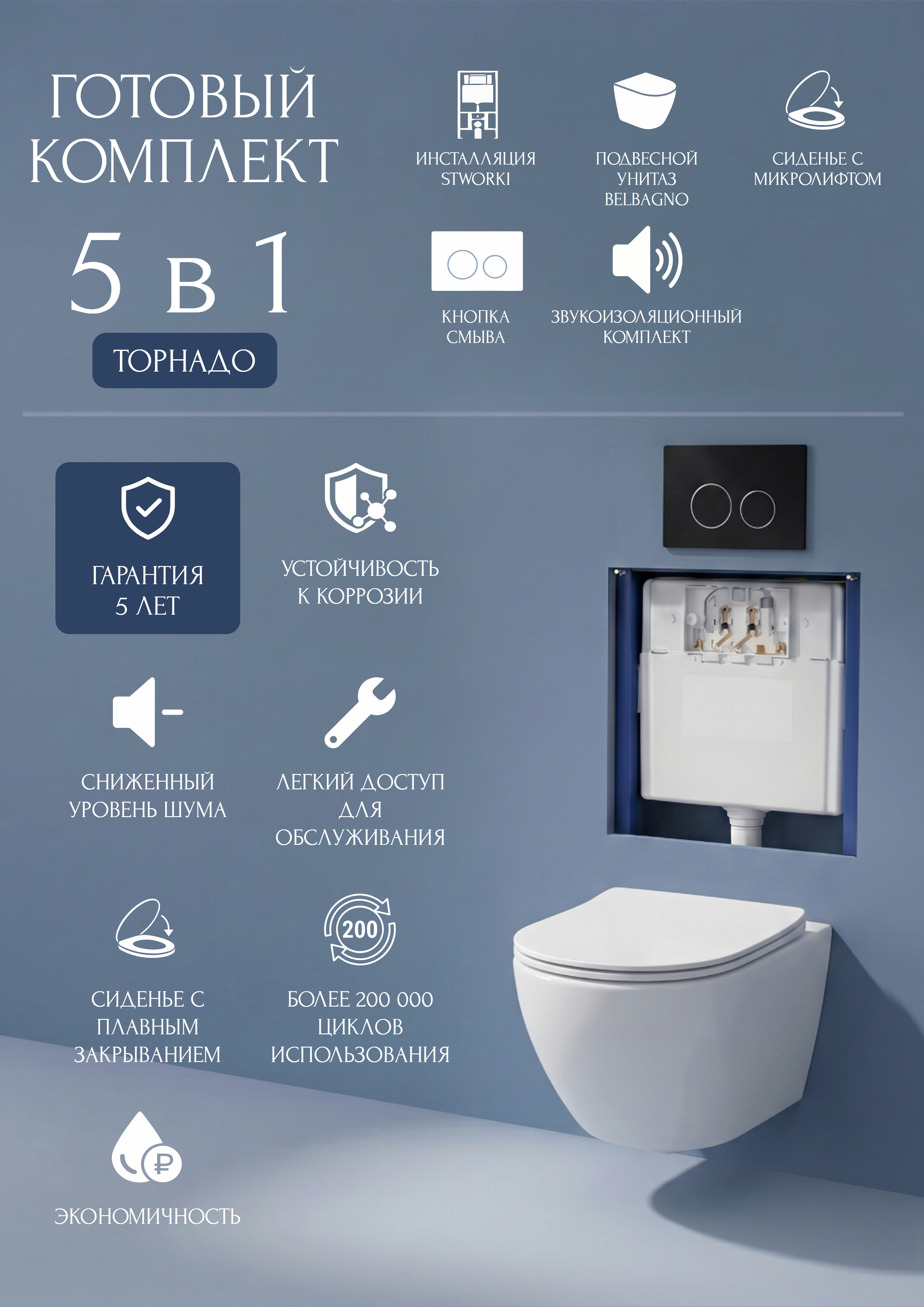 Комплект 5 в 1: Инсталляция STWORKI Хельсинки S33500BK + Унитаз подвесной BelBagno Libero BB11051CH-TOR/SC + Сиденье с микролифтом + Комплект шумоизоляции + Кнопка матовая черная