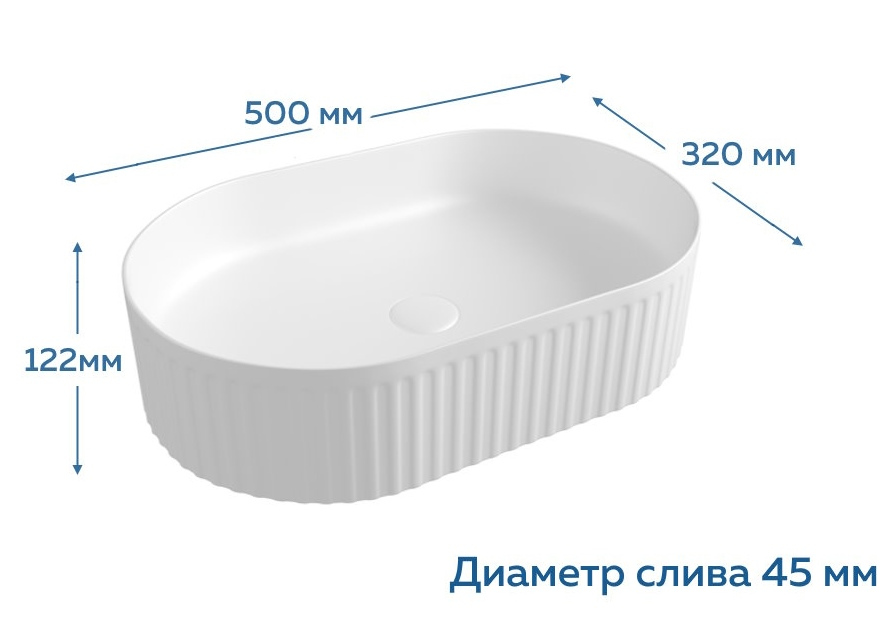 Накладная раковина STWORKI Копенгаген CO52101 50 глянцевая белая, овальная купить в Тамбове