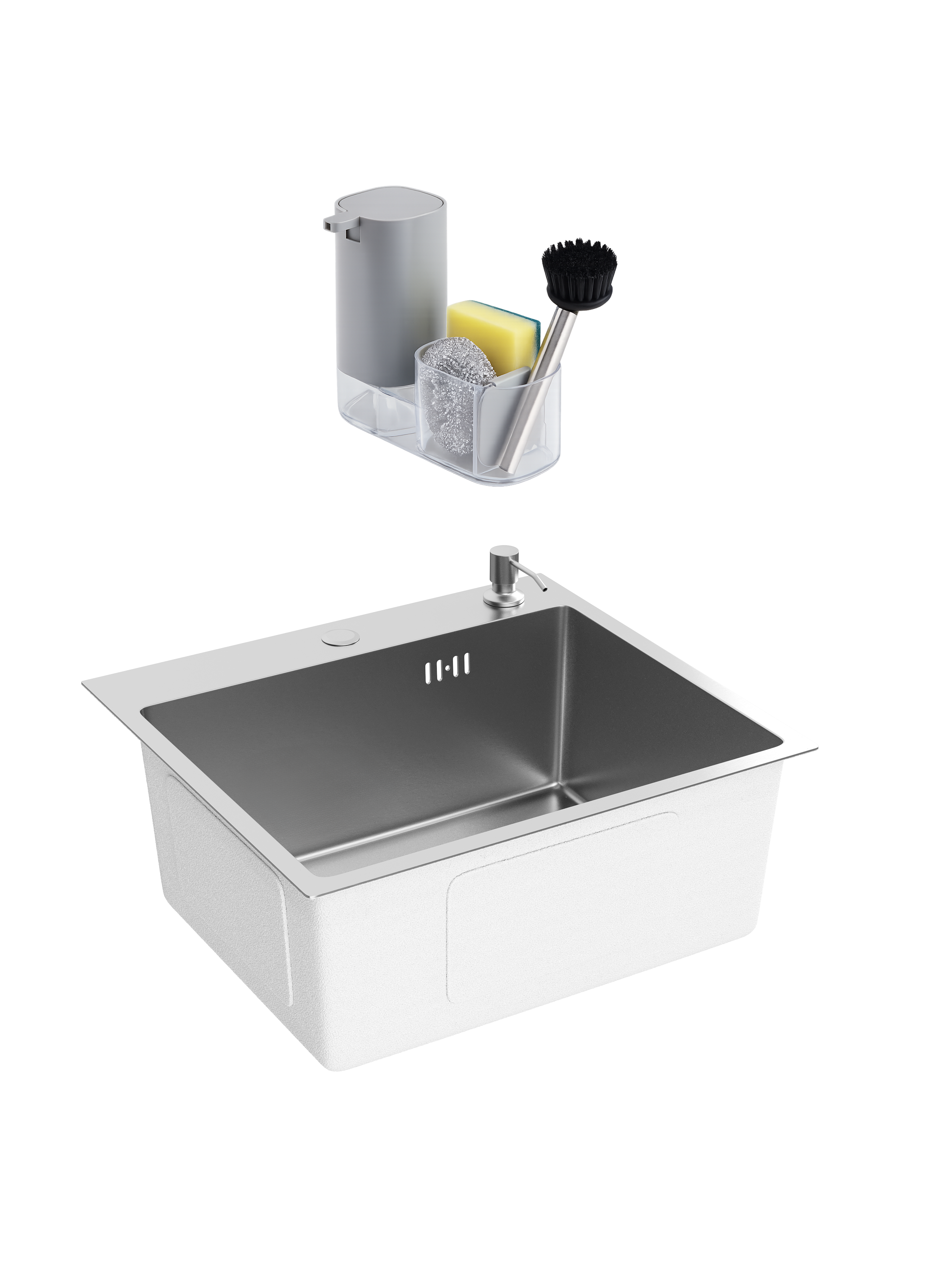Мойка кухонная Domaci Равенна DMC-RV5045202GB 50x45, вороненая сталь, интегрированная, накладная, встраиваемая сверху, нержавеющая сталь, комплект аксессуаров Domaci Парма DMC-PR10GR