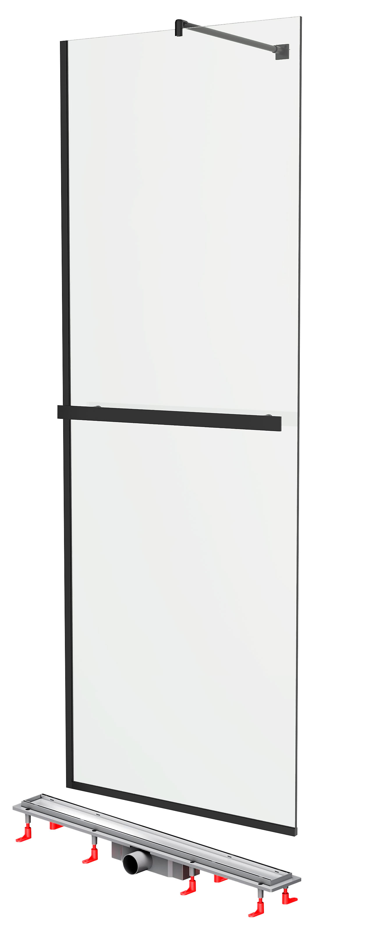 Душевая перегородка DIWO Элиста 70 см, MG-EL-70-BL + Душевой трап (лоток) AM.PM PrimeFlow Tile 80 см, W02SC-U11-080-04SB