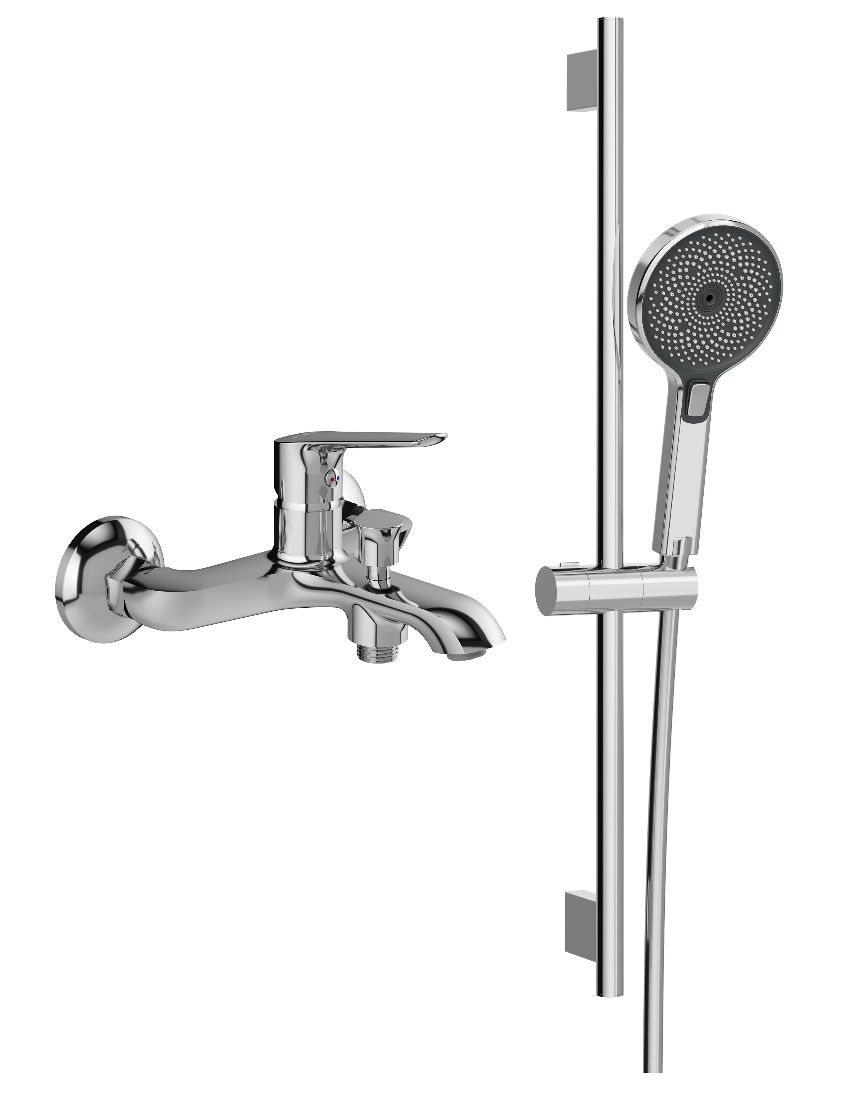 Душевой комплект STWORKI Смеситель для ванны с душем Хельсингборг S18100CR + Душевой гарнитур Гётеборг S03190CR, хром