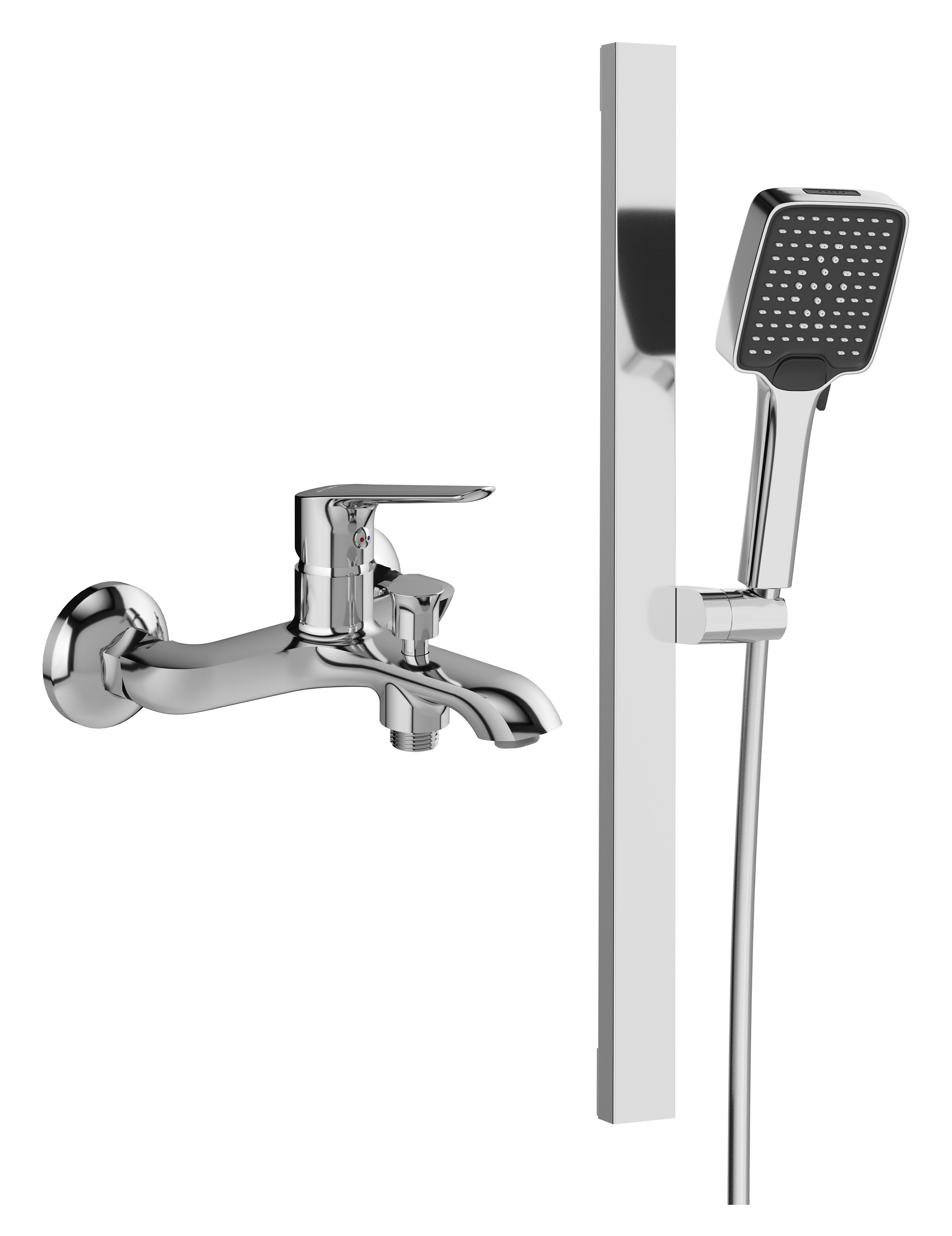Душевой комплект STWORKI Смеситель для ванны с душем Хельсингборг S18100CR + Душевой гарнитур Ольборг S20190CR, хром