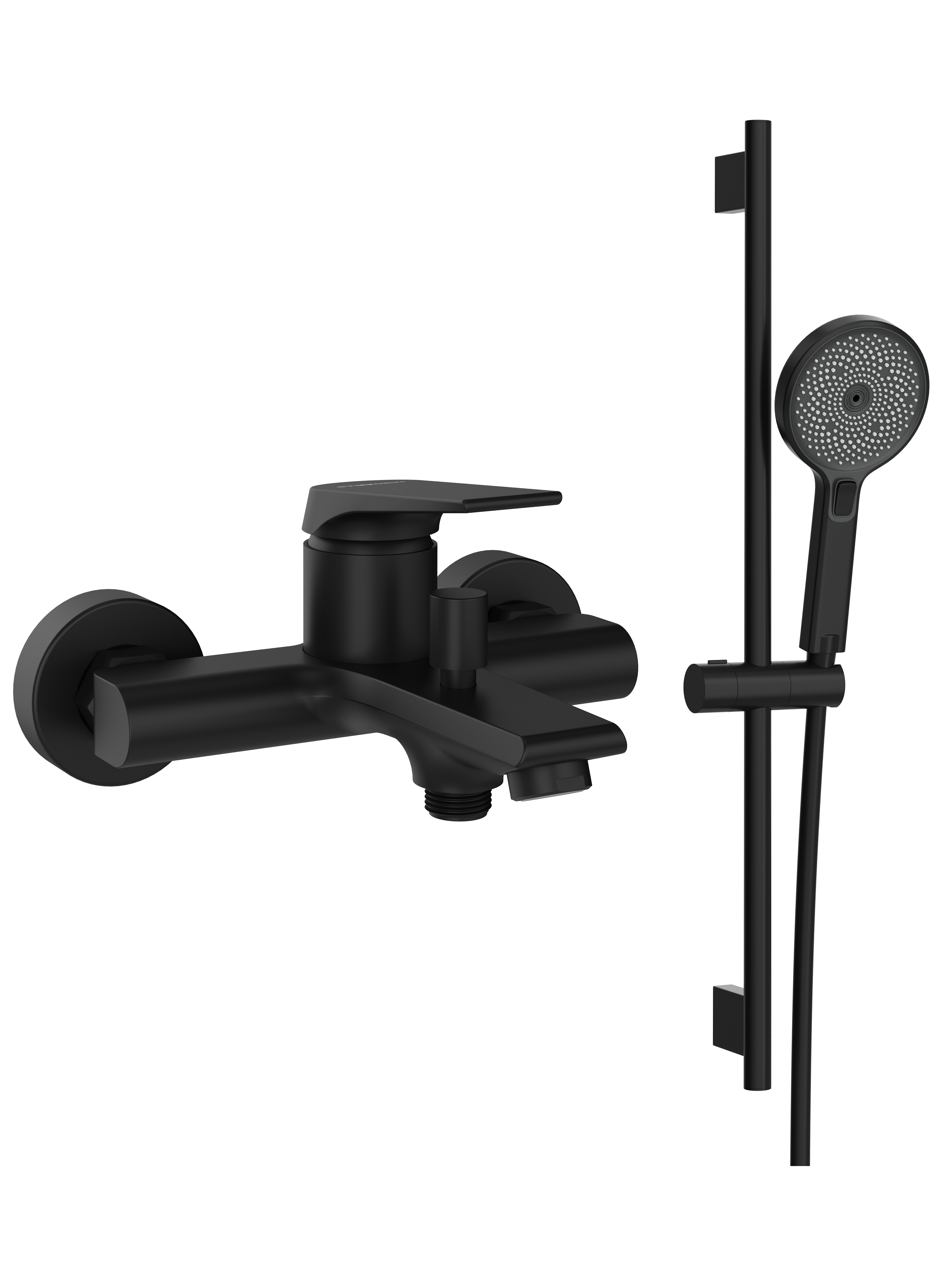 Душевой комплект STWORKI Смеситель для ванны с душем Монтре S30100BK черный + Душевой гарнитур Гётеборг S03190BK черный