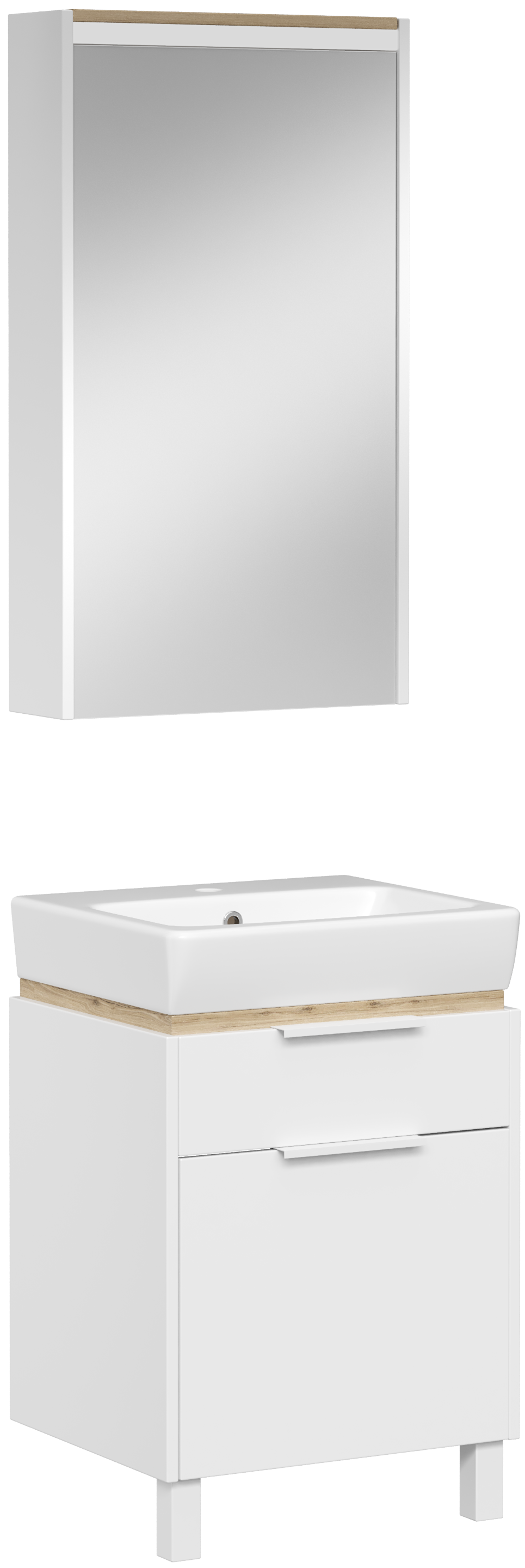 Мебель для ванной комнаты STWORKI Дублин 50 белая, в скандинавском стиле, с подсветкой