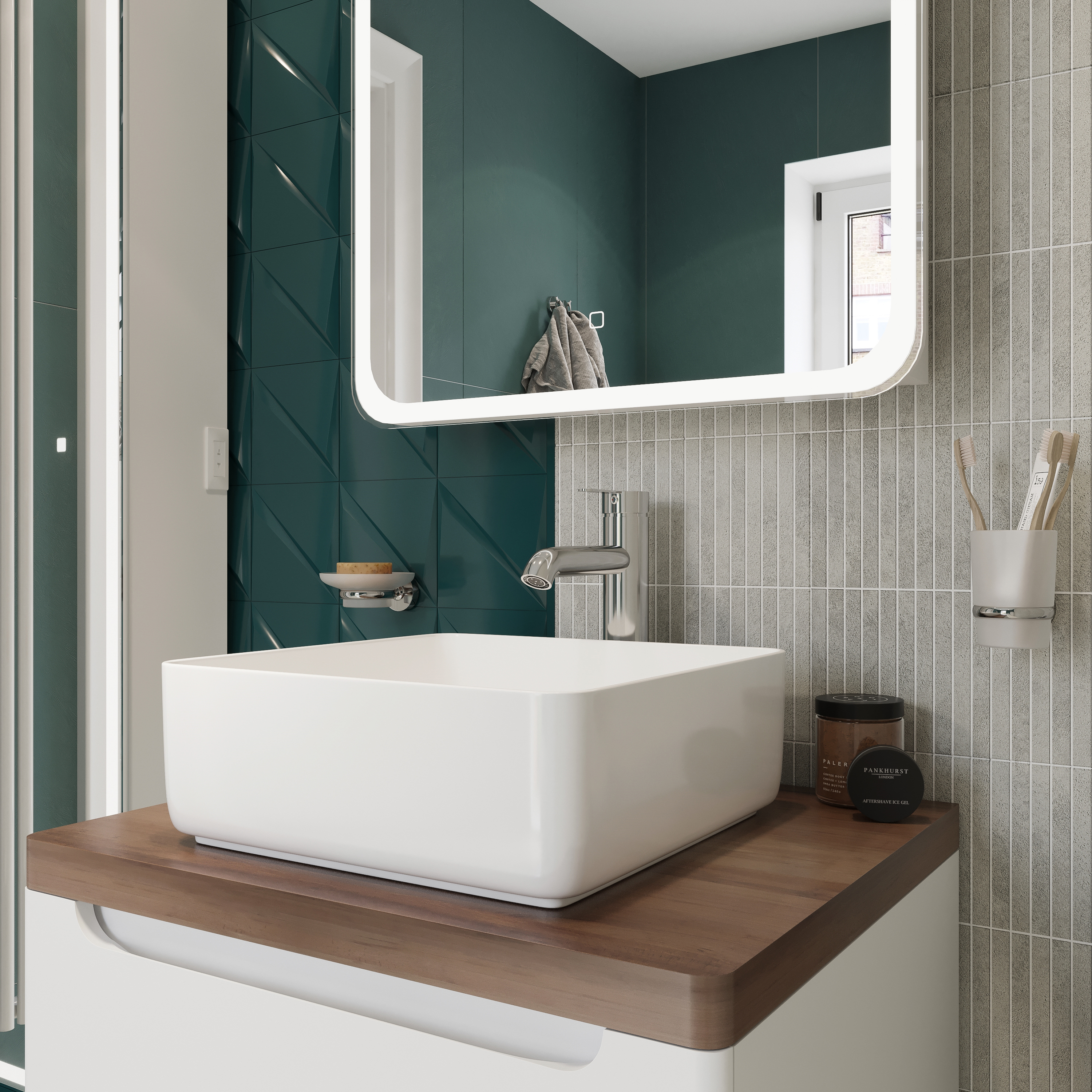 Накладная раковина STWORKI City 1 39 белая, квадратная