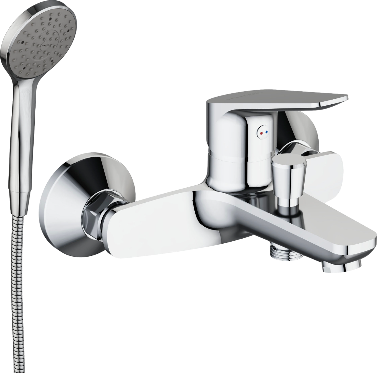 Смеситель для ванны с душем STWORKI Дублин HFDB10000 хром,настенный, латунь, однорычажный, с душевым гарнитуром