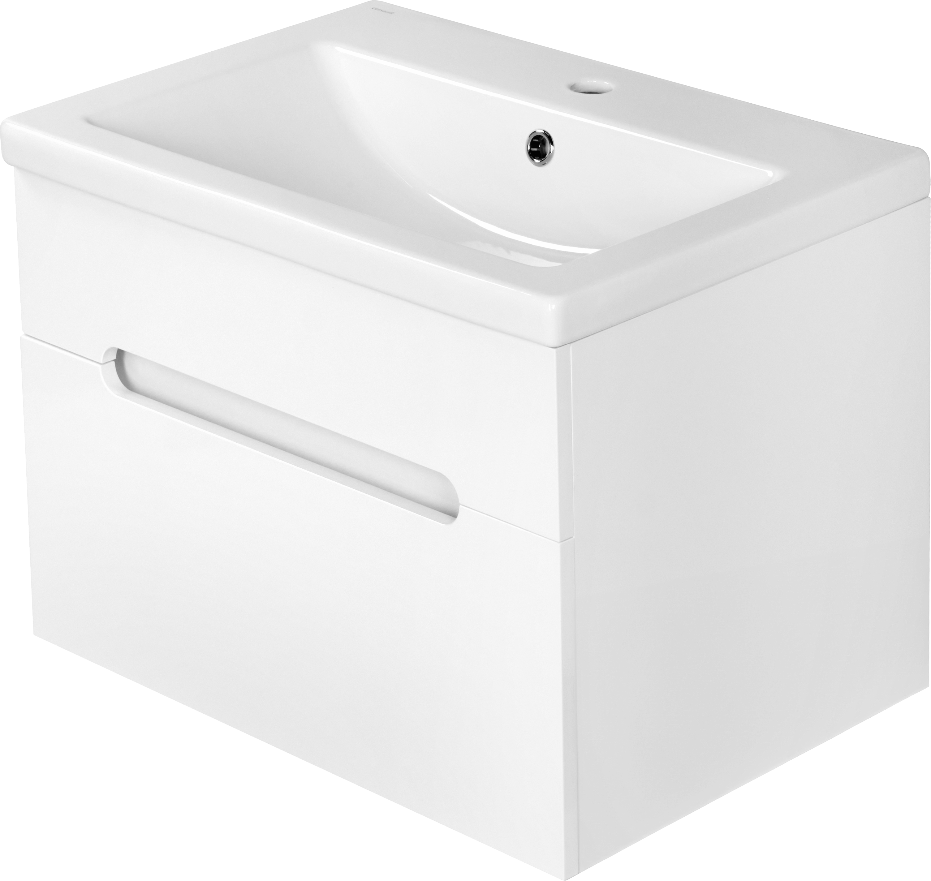 Тумба с раковиной DIWO Коломна 60, подвесная с накладной раковиной, белая, МДФ