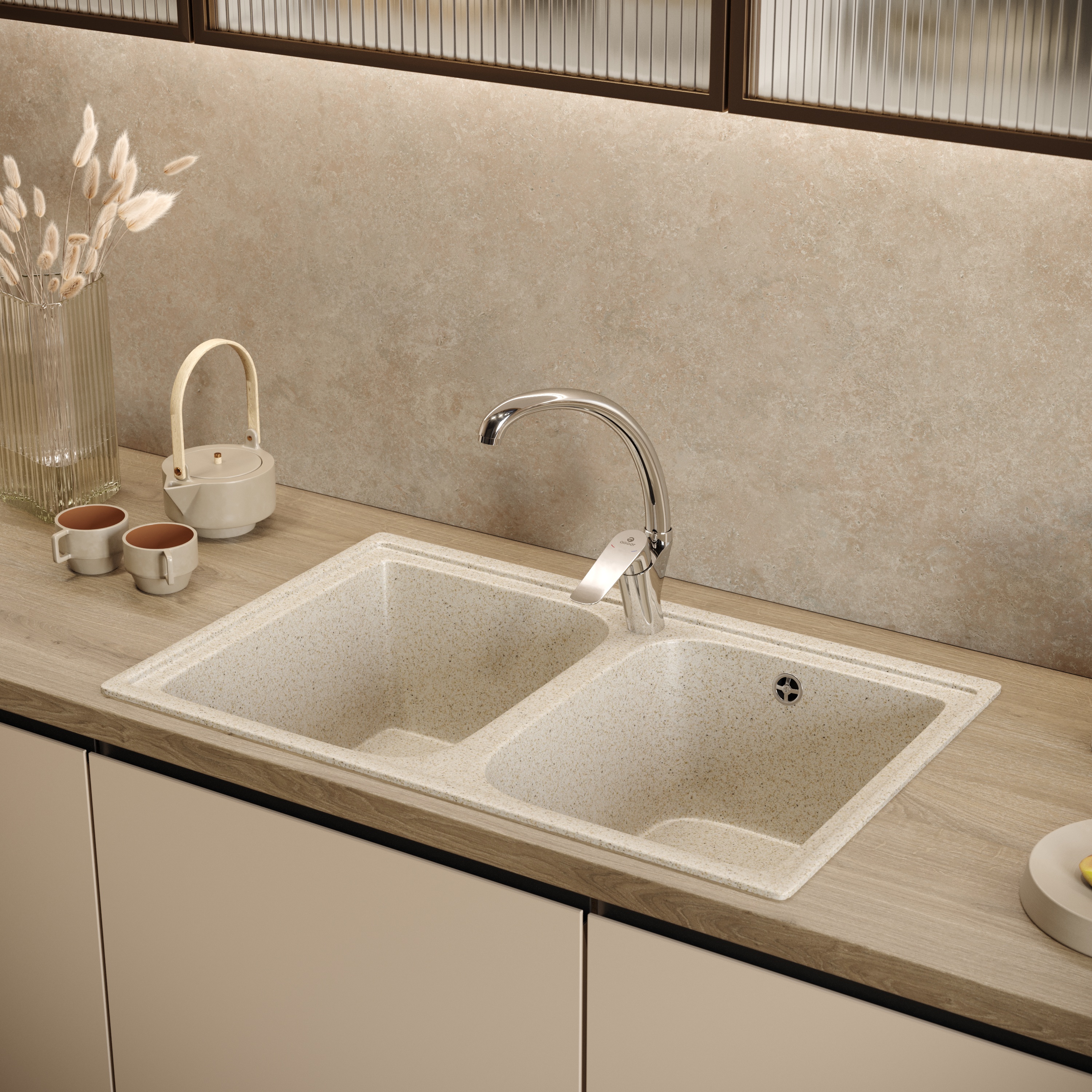 Мойка кухонная Domaci Бьелла DMC-15 бежевая купить в Тамбове