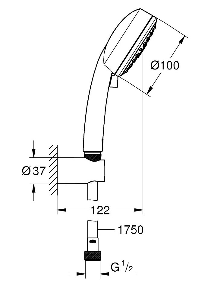 Смеситель для ванны с душем MEGA Delta MG-SRN100 + Душевой гарнитур Grohe Vitalio Comfort 26176000 хром купить в Тамбове