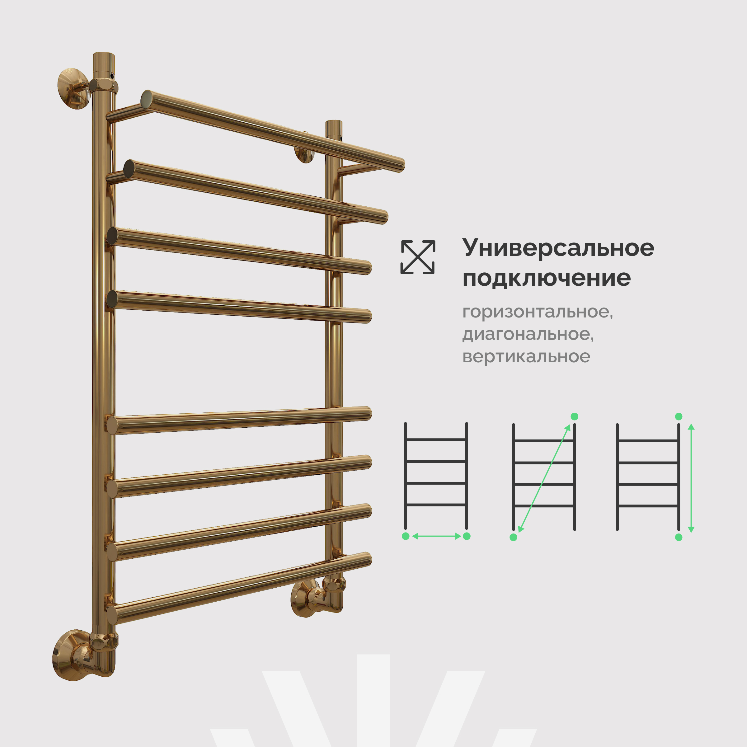 Полотенцесушитель водяной EWRIKA Медея Pr 80x50, золото купить в Тамбове