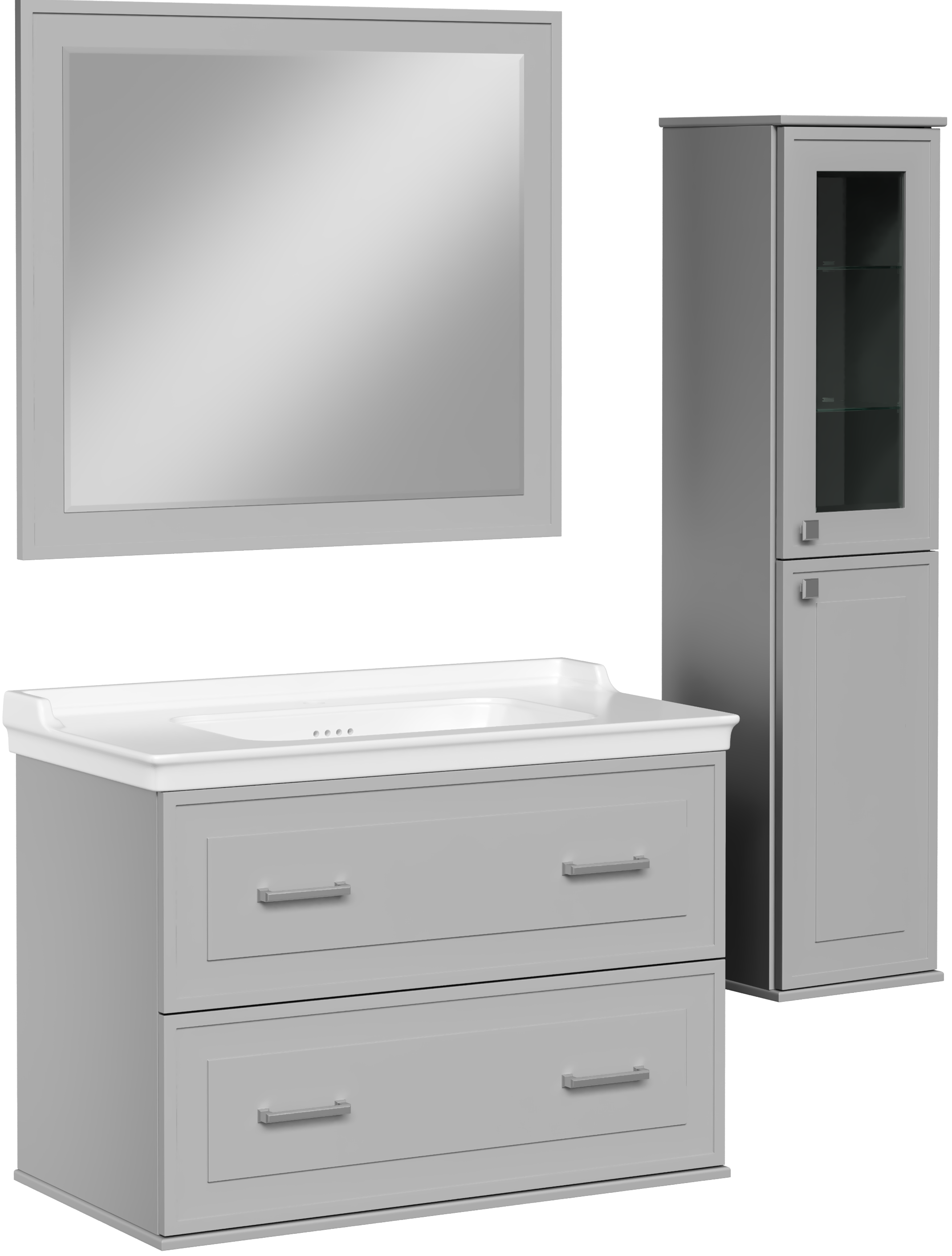Мебель для ванной комнаты STWORKI Хадстен 100 cерая, подвесная, из МДФ, российская (гарнитур, комплект)