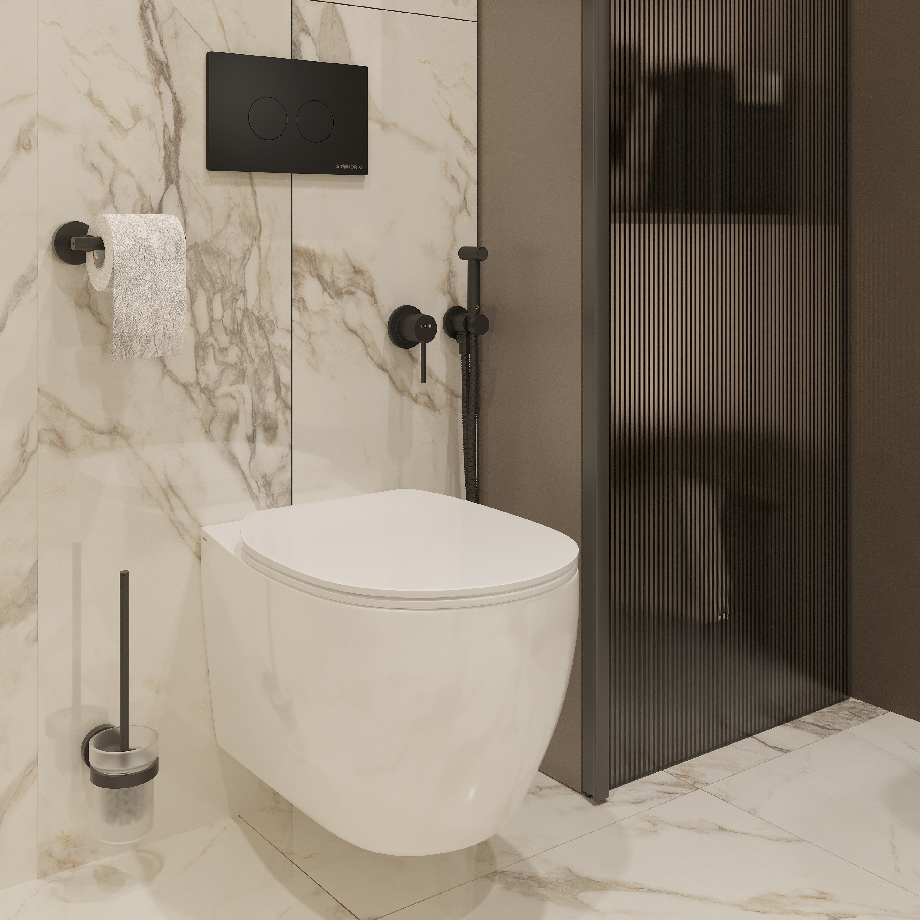 Держатель для туалетной бумаги DEKOR BANYO Alina Black A40 407 04 настенный, матовый черный купить в Тамбове