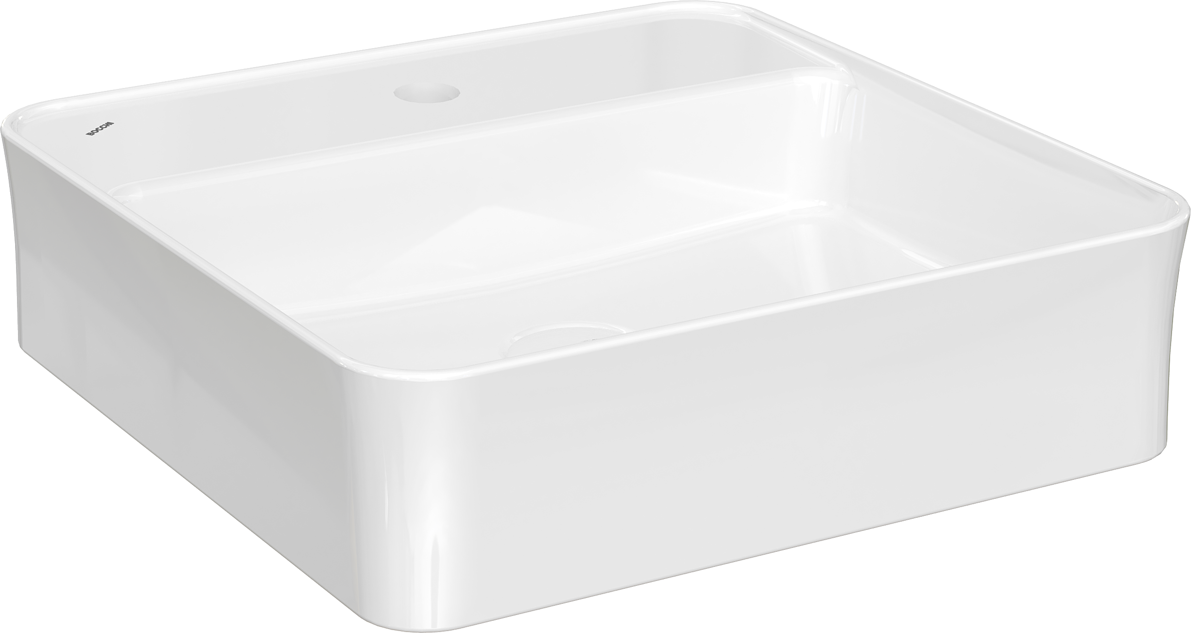 Накладная раковина BOCCHI Slim Line 1598-001-0126 45 глянцевая белая, квадратная, с 1 отверстием под смеситель