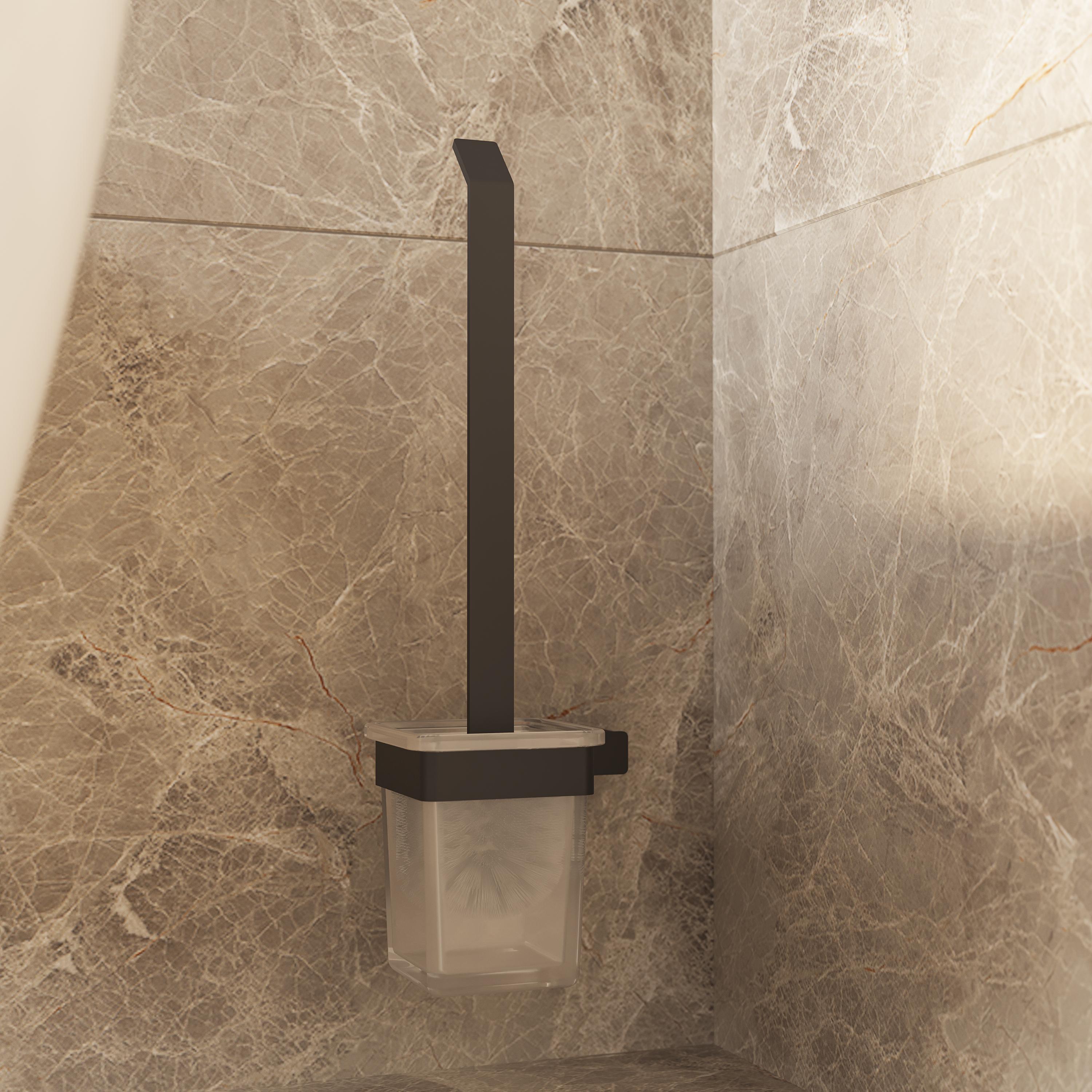 Ершик для унитаза DEKOR BANYO SS 304 Black SS304 6009 04 настенный, матовый черный, с подставкой и держателем купить в Тамбове