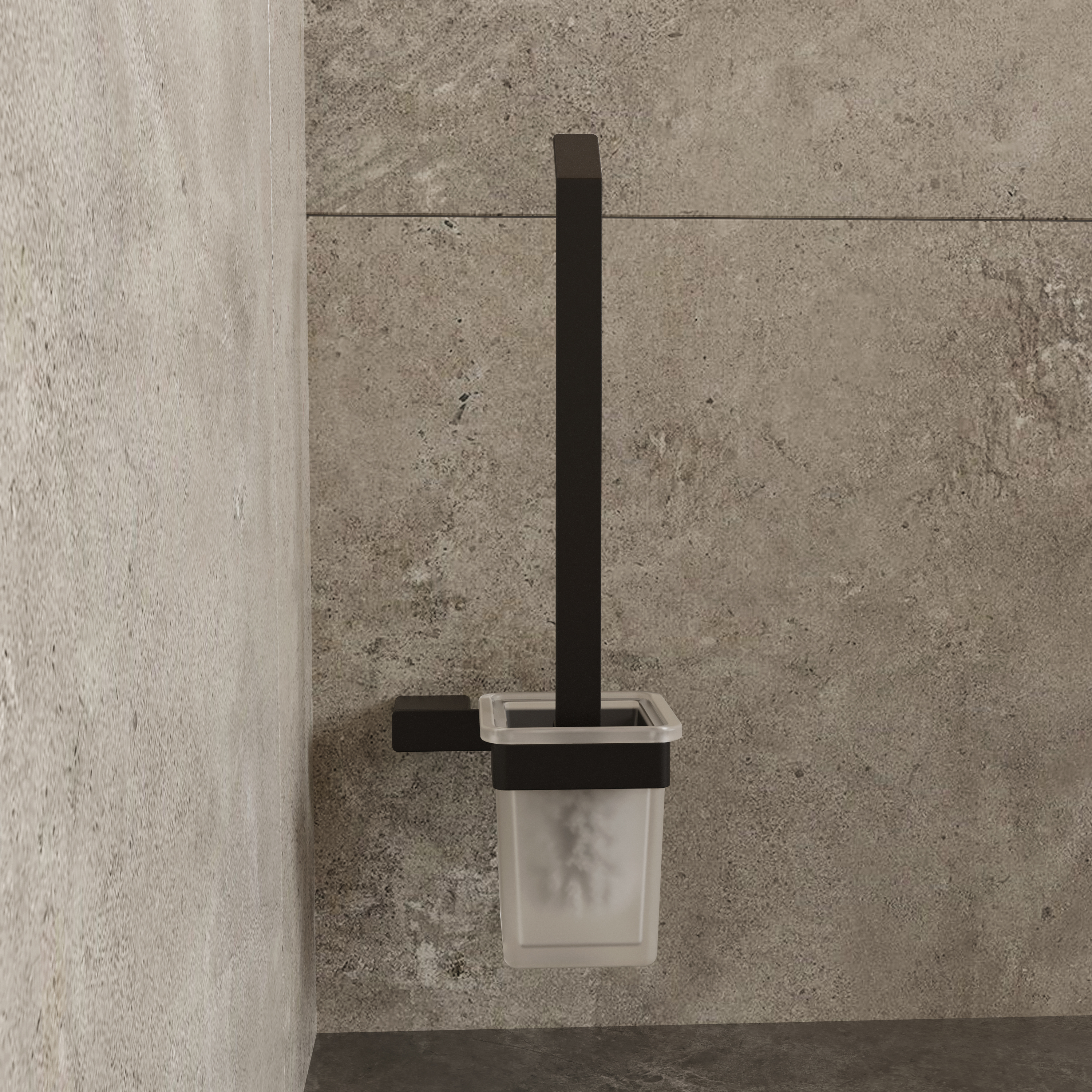 Ершик для унитаза DEKOR BANYO SS 304 Black SS304 6009 04 настенный, матовый черный, с подставкой и держателем купить в Тамбове