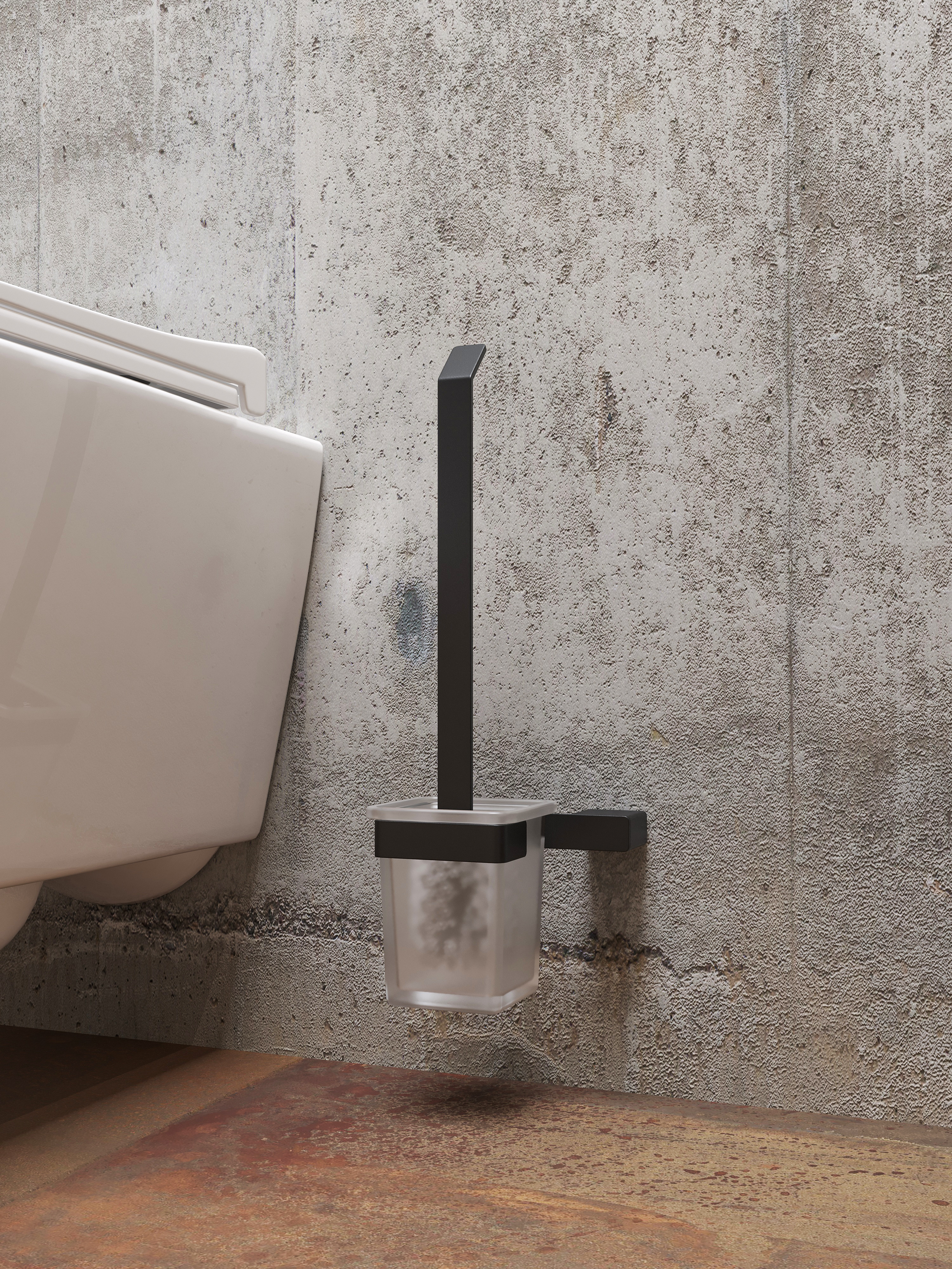 Ершик для унитаза DEKOR BANYO SS 304 Black SS304 6009 04 настенный, матовый черный, с подставкой и держателем купить в Тамбове