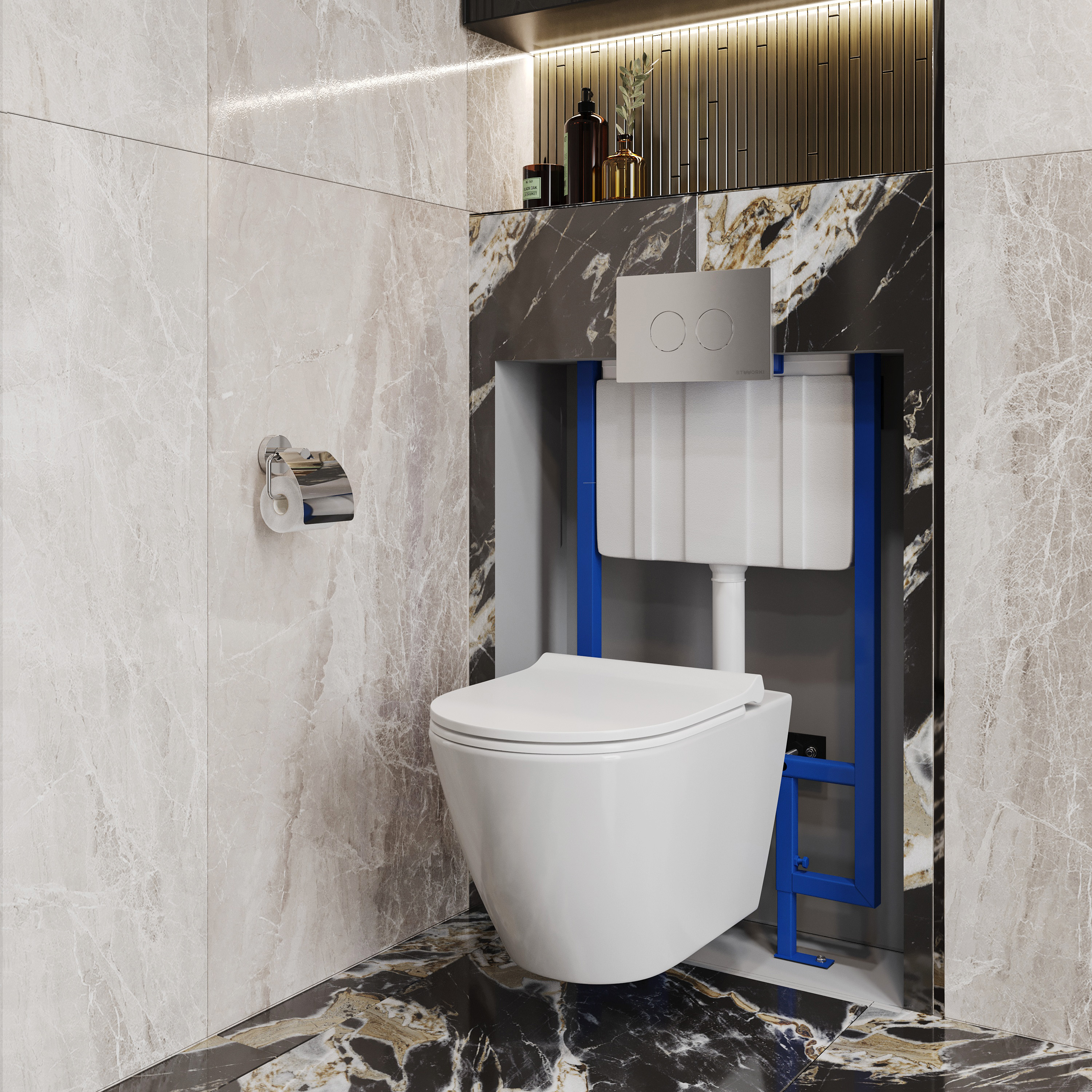 Инсталляция для унитаза STWORKI 510162 крепление к полу и стене, с шумоизоляцией